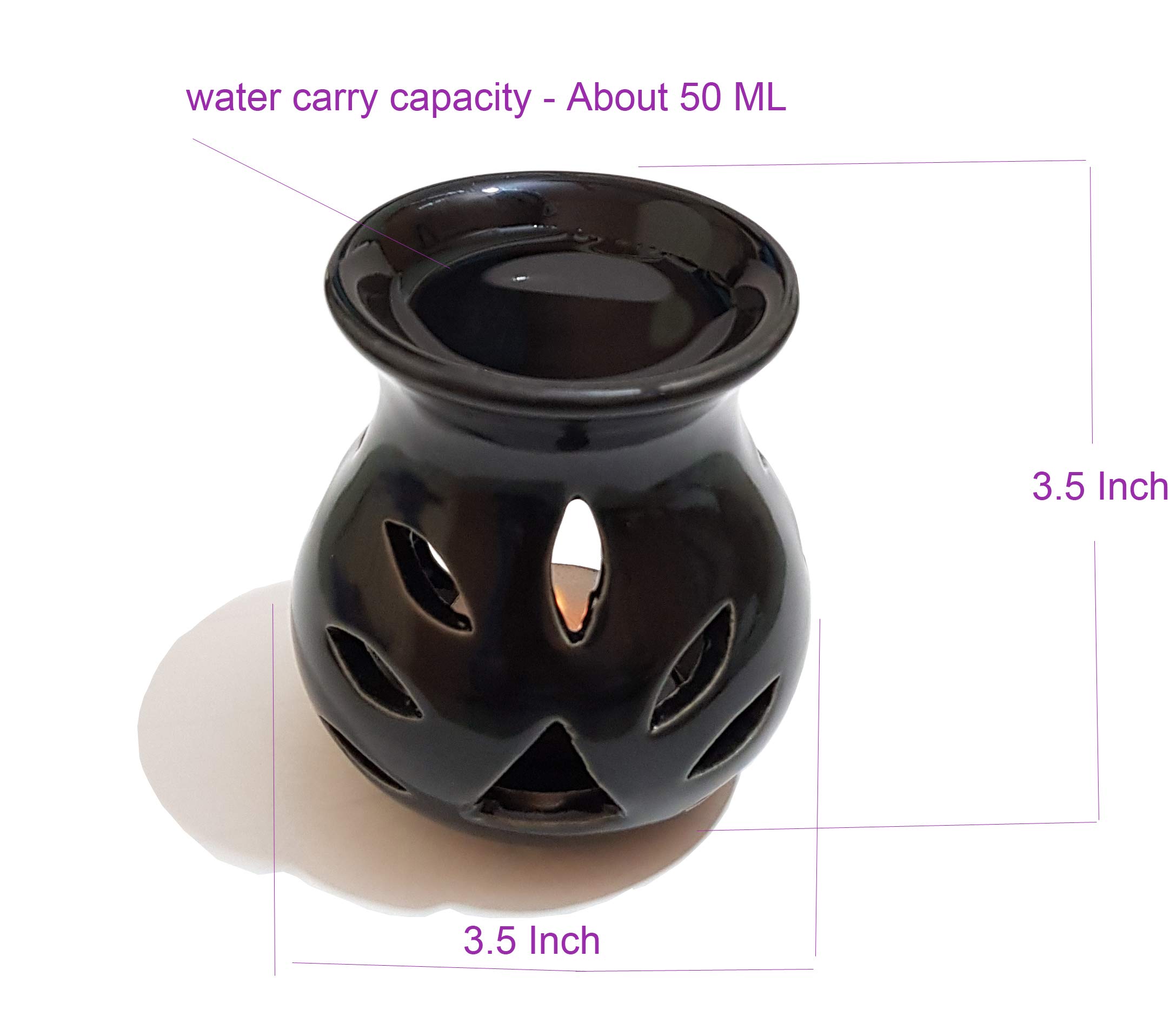 Pure Source India Ceramic Oil Burner Aroma Diffuser Set of 2 (Black & Yellow) | Essential Oil Diffuser for Yoga, Meditation & Home Relaxation