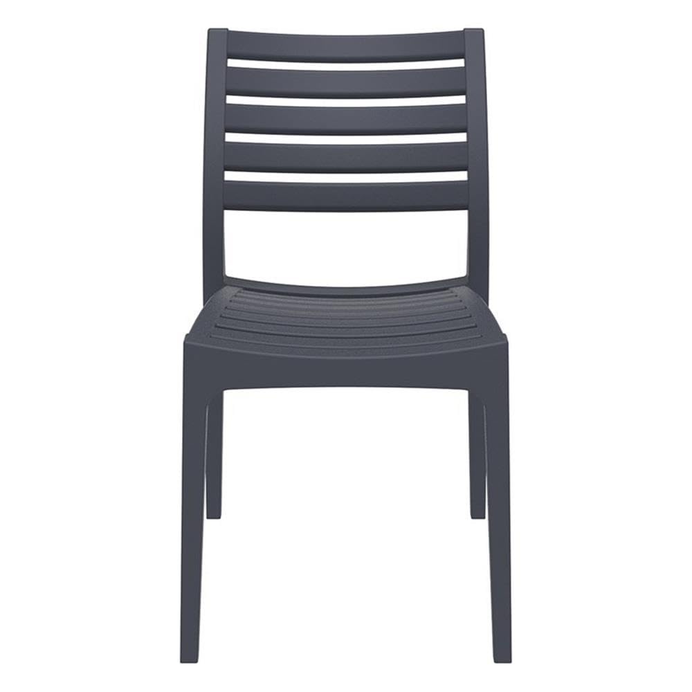 Dark Gray Outdoor Patio Dining Chairs Set of 2 - Weather-Resistant Ares Collection for Backyard, Garden & Poolside Relaxation