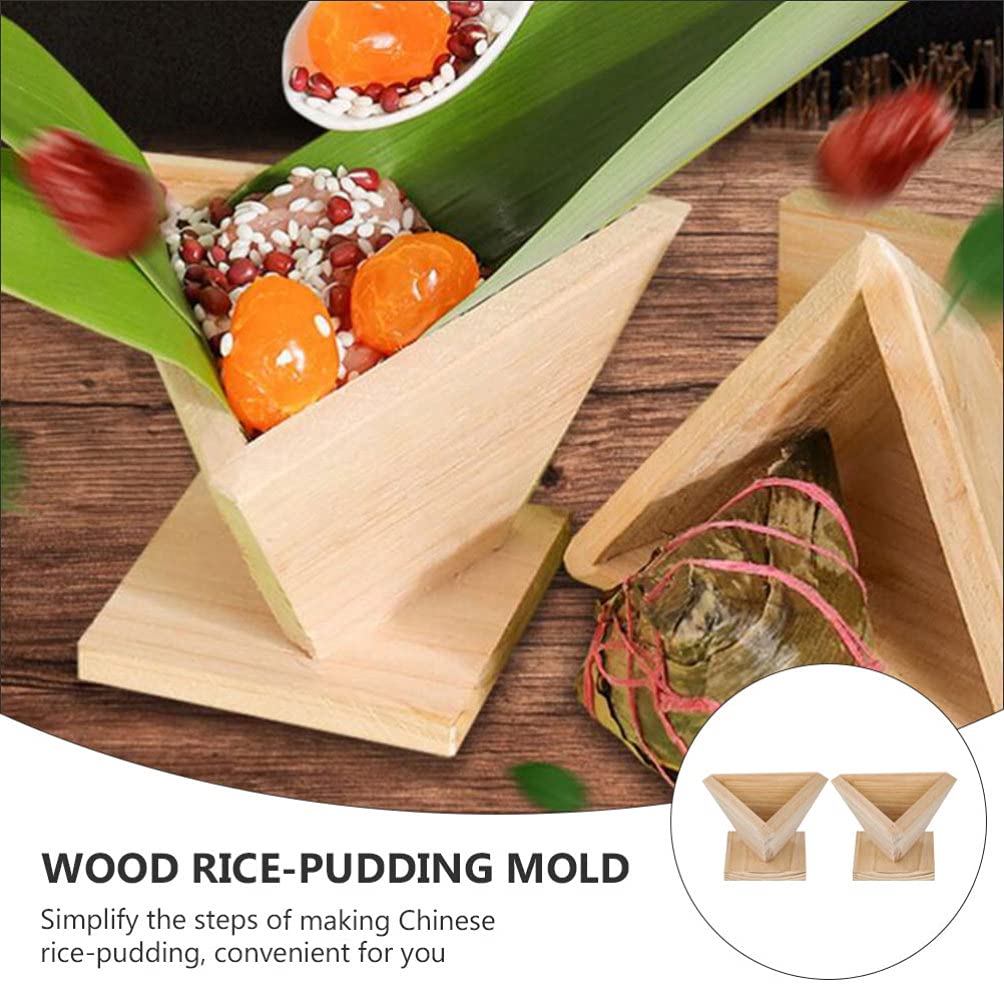 Hemoton 2-Piece Bamboo Zongzi Mold Set - Triangle Rice Ball Maker for Sticky Rice, Dumplings & Chocolate - Wooden DIY Sushi Press for Kids - Perfect for Asian Cooking, Holiday Treats & Party Snacks