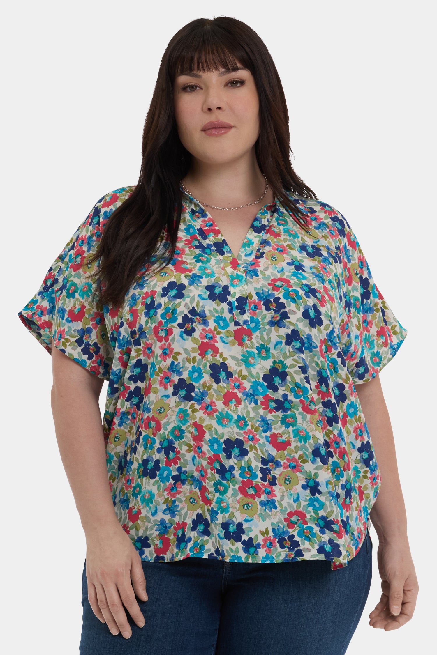Becky Plus Size Short Sleeve Blouse for Women - Flowy Casual Top with V-Neck | Perfect for Office, Date Night & Summer Outfits