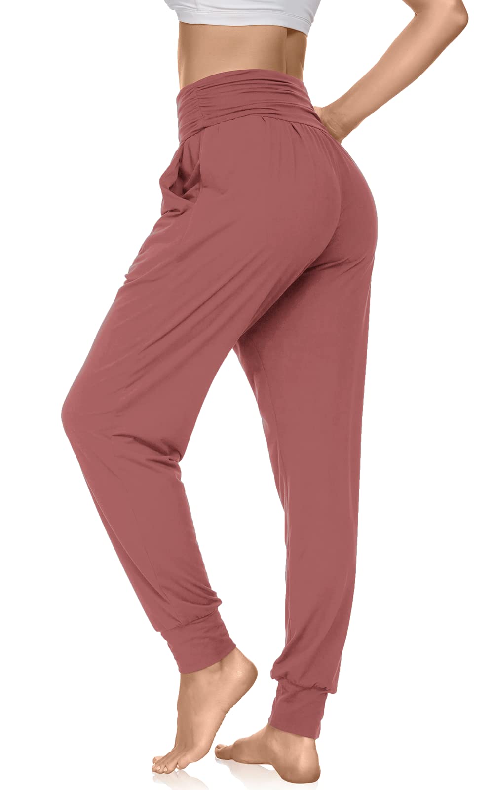 UEU Women's Cozy Yoga Joggers Pants - Loose Fit Workout Sweatpants with Pockets for Yoga, Running, Gym & Lounge Wear - Soft Comfortable High Waisted Casual Pants