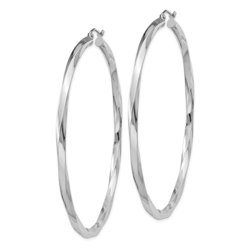 925 Sterling Silver 3mm Twisted Hoop Earrings - 67mm x 65mm - Elegant Dangle Earrings for Women, Perfect for Parties, Weddings & Everyday Wear