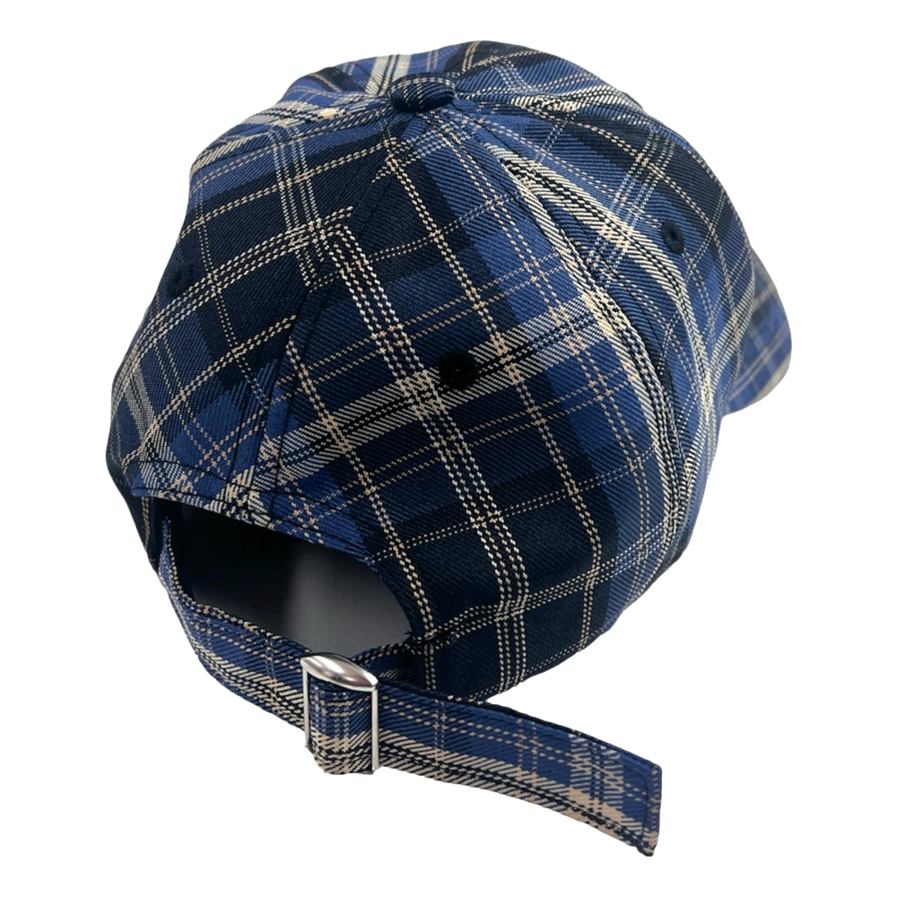 2ND CLOSET Washed Check Baseball Cap - Blue Cotton Adjustable Dad Hat for Men & Women - Perfect for Outdoor Activities, Sports & Casual Wear