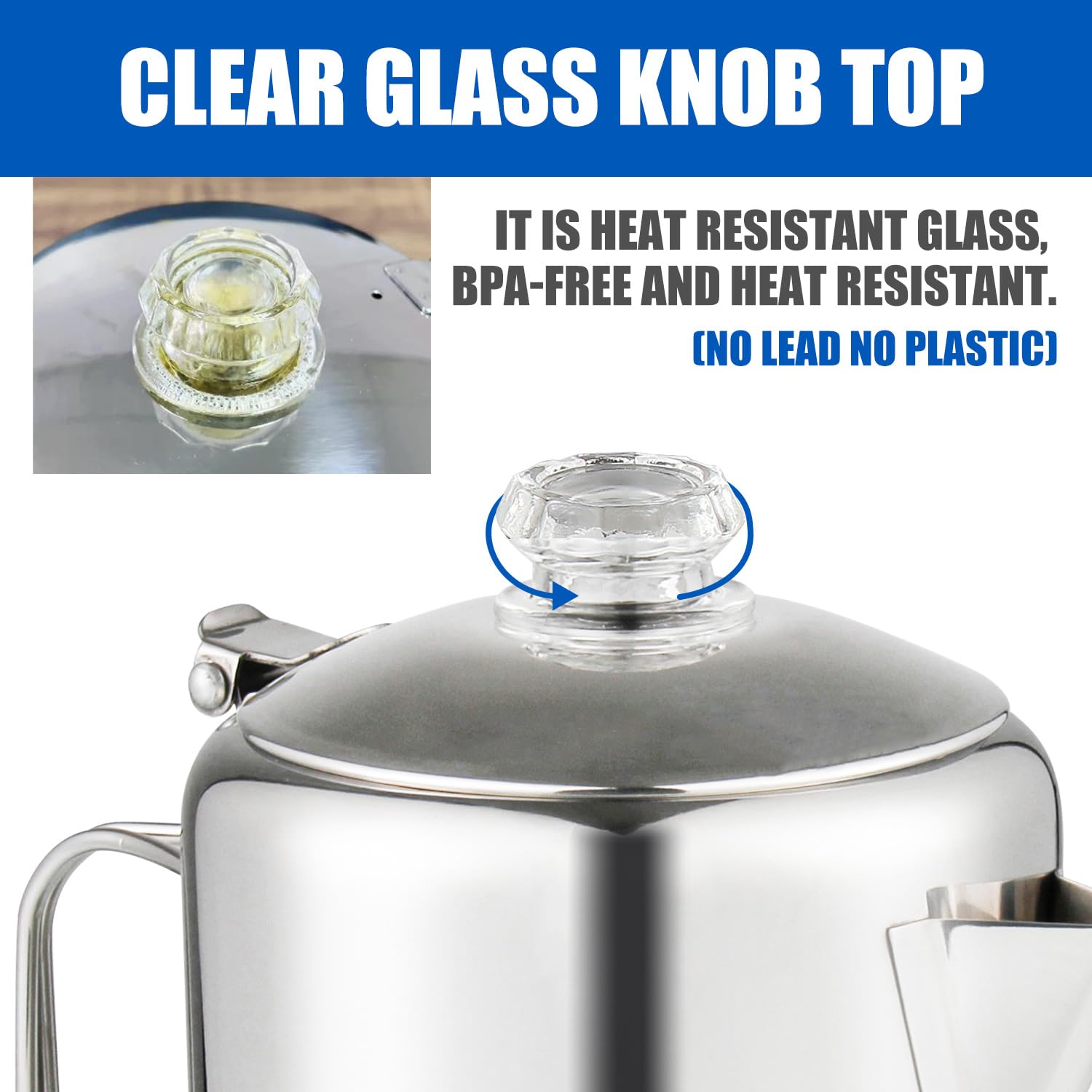 **Stainless Steel Percolator Coffee Pot with Heat-Resistant Glass Knob - Compact Stovetop & Campfire Coffee Maker for Fast Brewing - Perfect for Outdoor Travel, Camping & Home Use**
