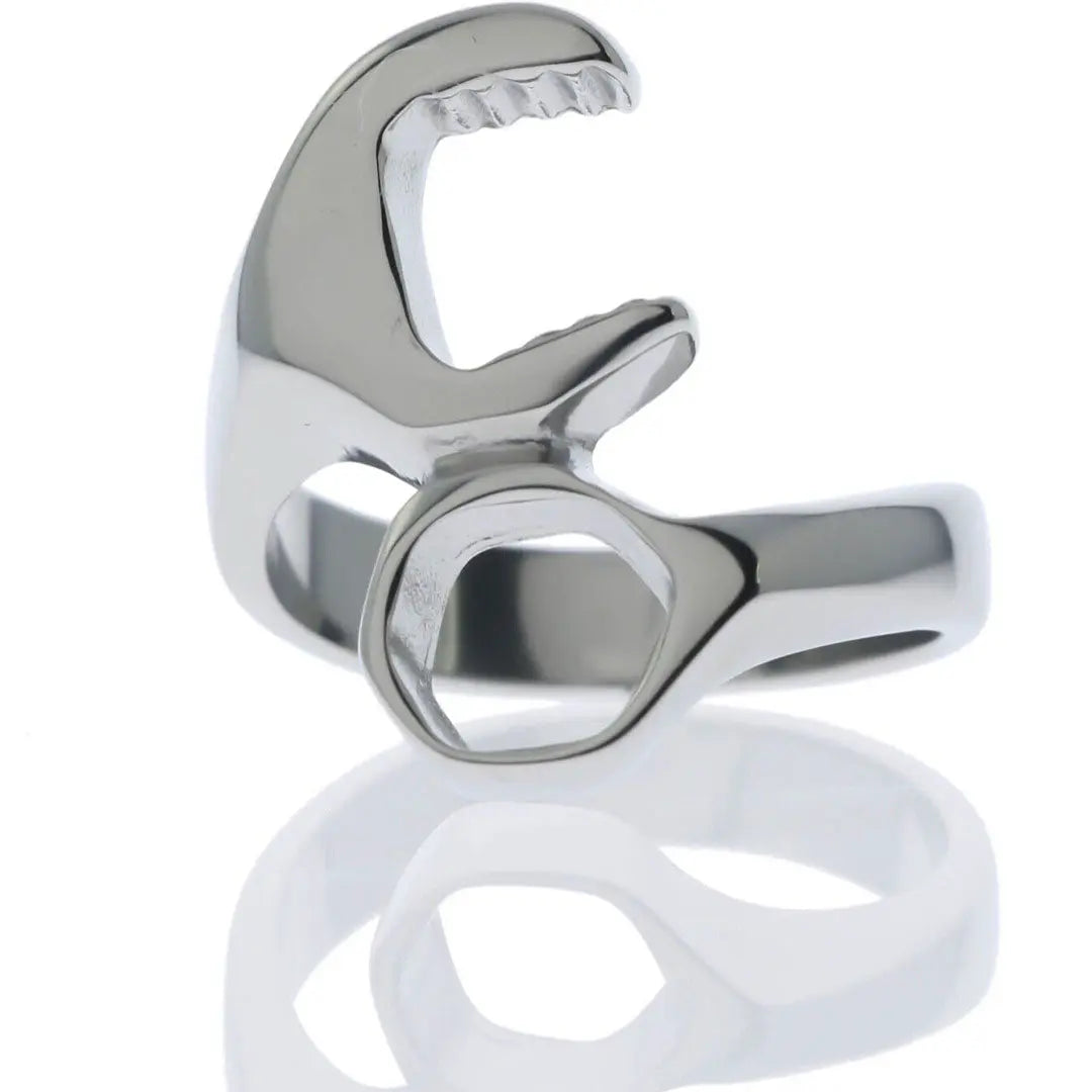GoSteel Men's Biker Wrench Ring - Stainless Steel Adjustable Motorcycle Jewelry for Bikers & Mechanics - Perfect for Riding, Gifts & Everyday Wear