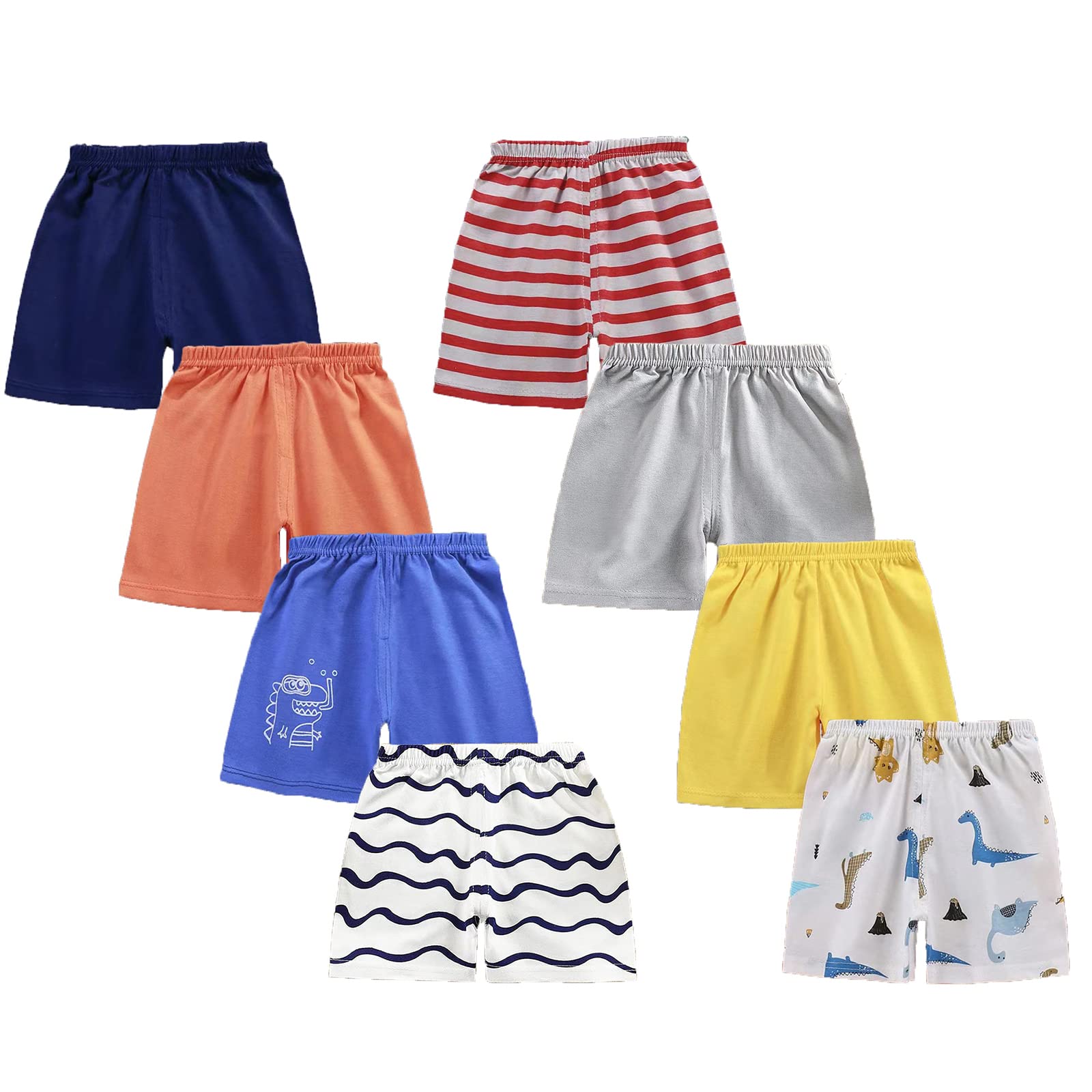 Boys' Elastic Waist Cotton Shorts - Soft Pull-On Toddler Short Pants for Summer | Playtime, Beach & Casual Outfits