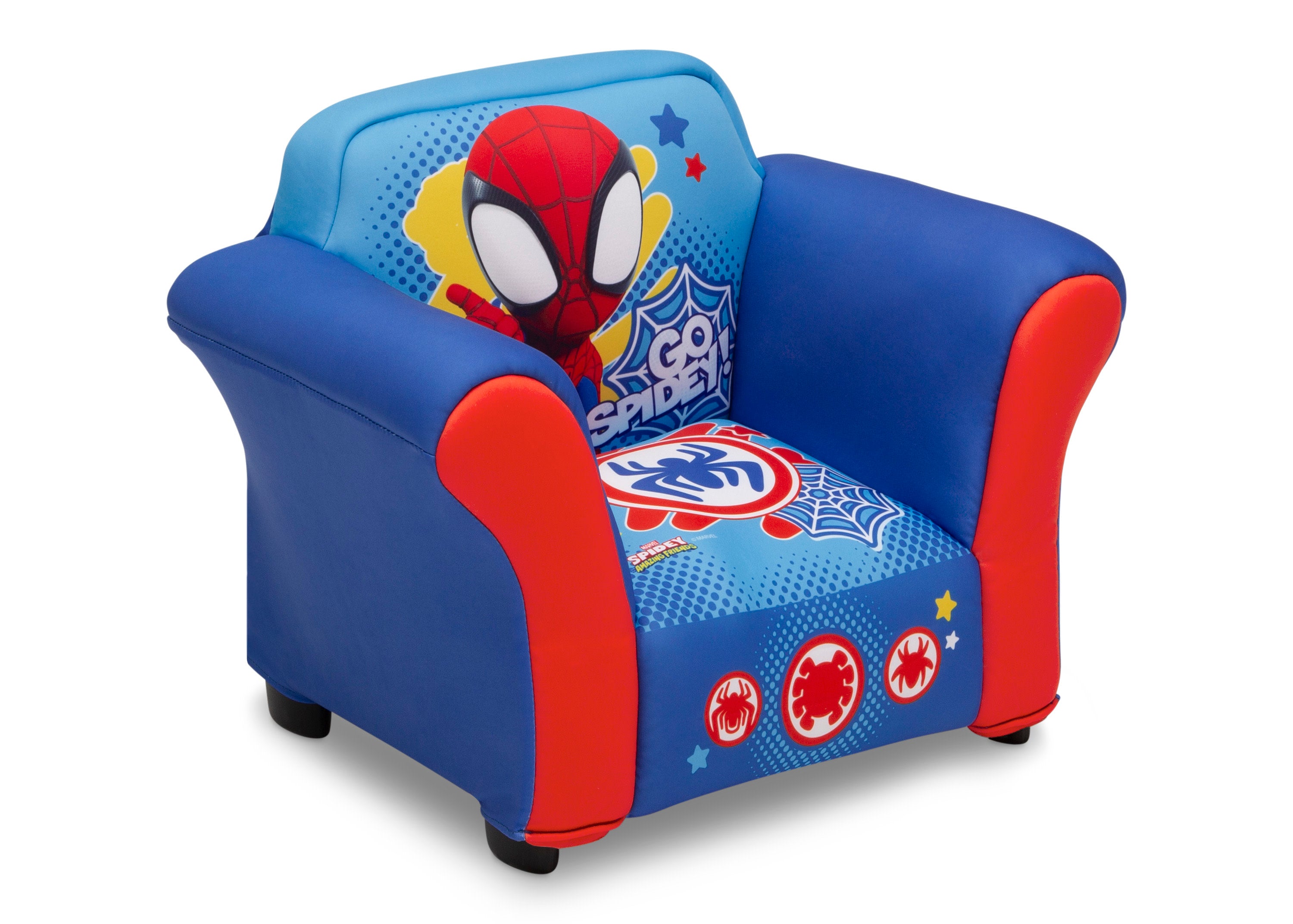 Spidey and His Amazing Friends Kids Upholstered Chair with Sturdy Plastic Frame - Perfect for Playrooms, Bedrooms, and Superhero-Themed Decor