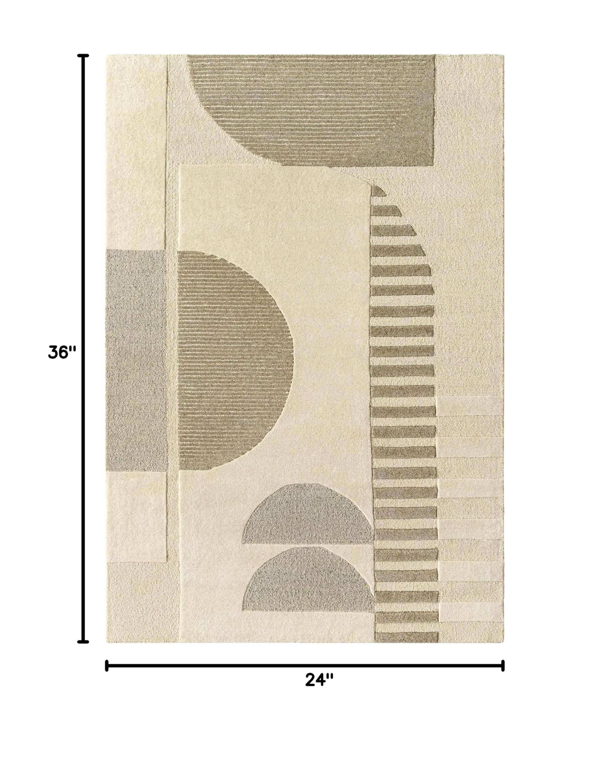 Premium Hauteloom Athan Wool Area Rug 2' x 3' - Soft & Durable for Living Room, Bedroom, Nursery - Perfect for Cozy Home Decor & High-Traffic Areas