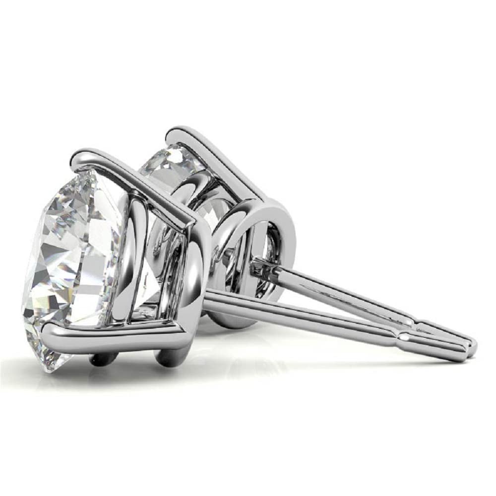 3 TCW Round Cut Moissanite Stud Earrings for Women - Solid 10K/14K/18K White Gold Handmade Solitaire Diamond Earrings - Push/Screw Back Engagement & Bridal Gifts - Perfect for Weddings, Anniversaries & Special Occasions