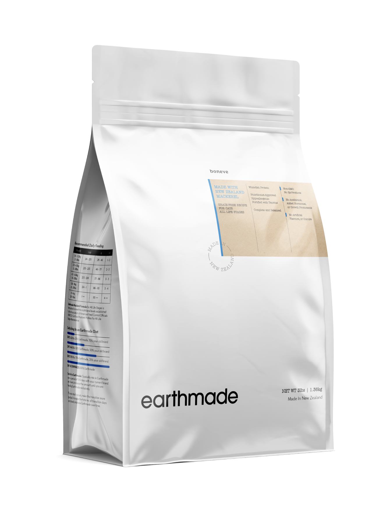 Earthmade New Zealand Mackerel Cat Dry Food - Premium Natural Protein for Adult Cats (3 Sizes) - Ideal for Indoor & Outdoor Cats, Weight Management & Healthy Coat