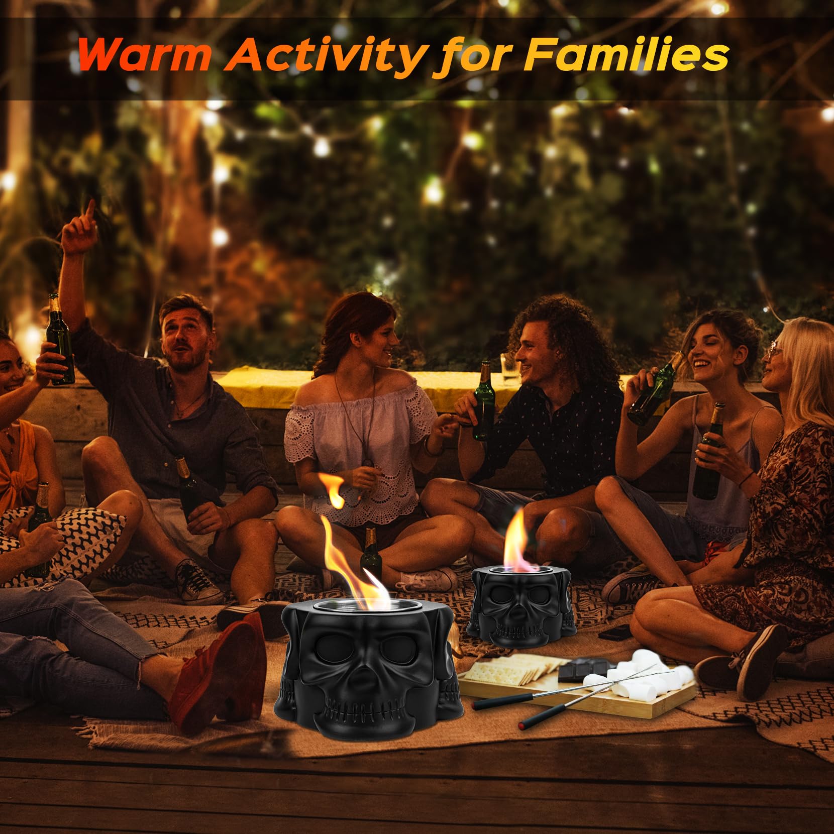 Round Concrete Smokeless Tabletop Fire Pit - Indoor & Outdoor Portable S'mores Maker for Patio, Backyard, Camping - Perfect Gift for Women, Mom, Wedding, Housewarming, Christmas & Birthday