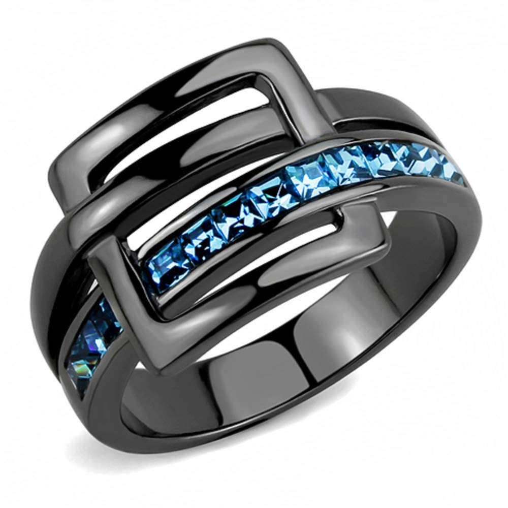 WildKlass Stainless Steel Crystal Ring for Women - Sea Blue for Party & Wedding