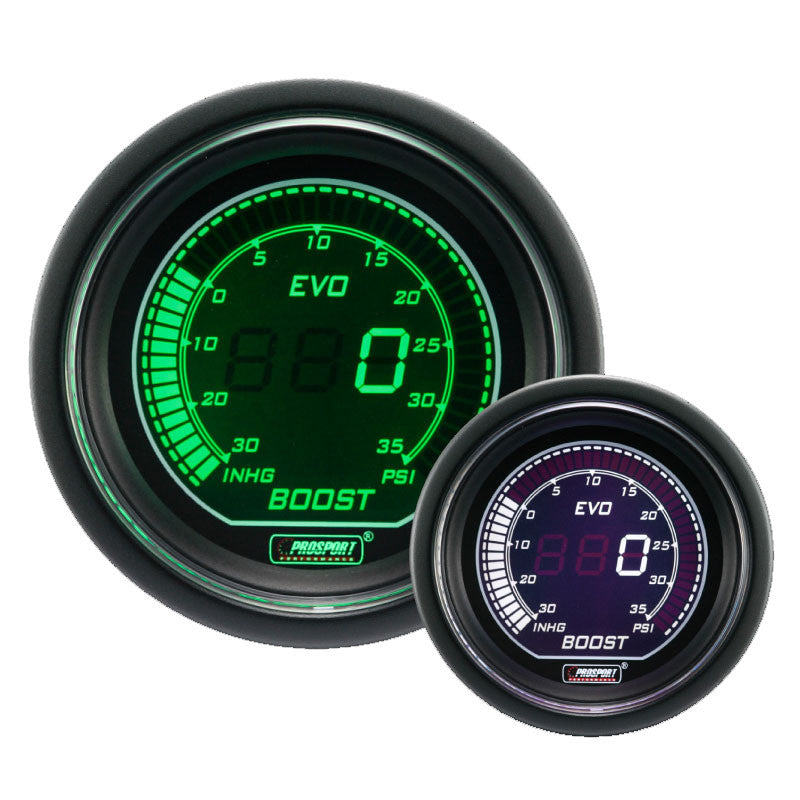 Prosport Evo Boost Gauge - Premium Performance Boost Gauge for Cars & Trucks - Accurate Turbo Pressure Monitoring - Perfect for Racing, Tuning & Performance Upgrades