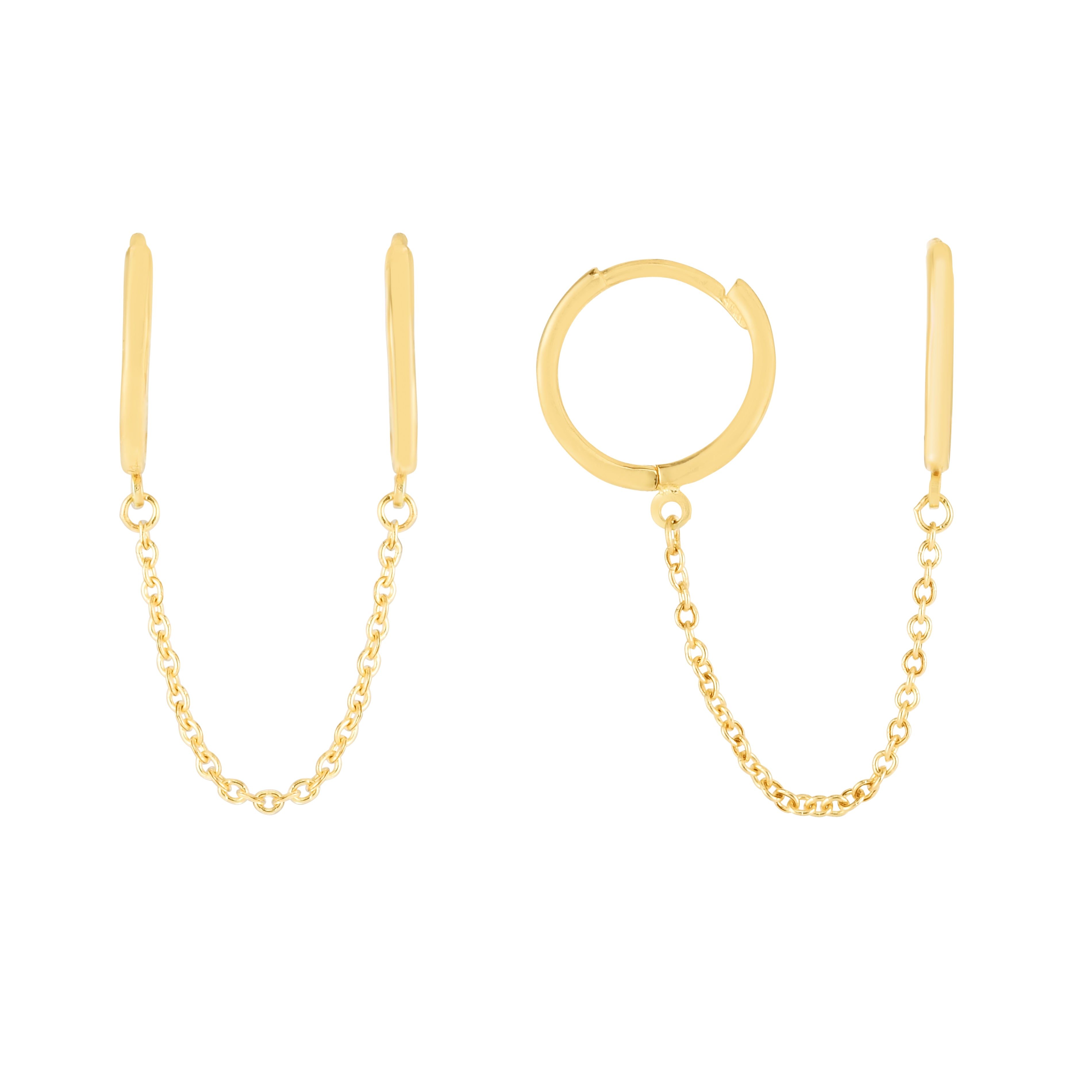14K Gold Double Pierced Huggie Hoop Earrings for Women - Minimalist Dainty Everyday Jewelry for Work & Date Night