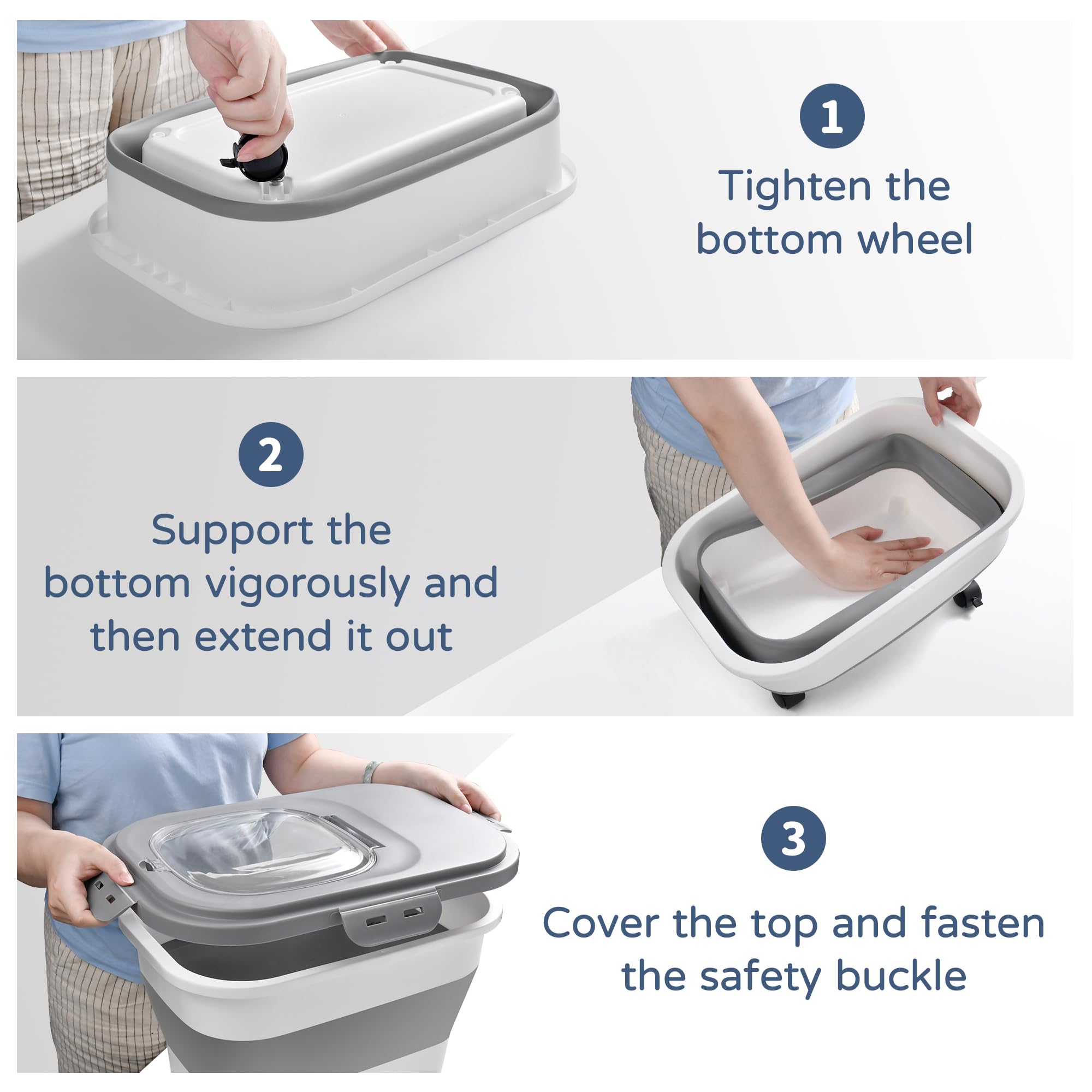 Collapsible Airtight Pet Food Storage Container - 20lbs Silicone Foldable Container for Dog & Cat Food with Measuring Cup - Perfect for Rice, Corn, Coffee Beans, Mung Beans & Nuts - Ideal for Kitchen, Pantry & Travel Use