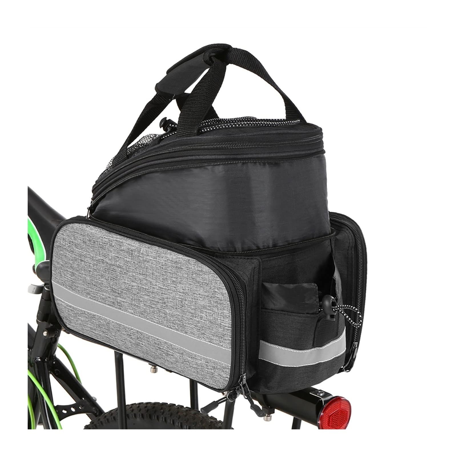 Zenglingliang Waterproof Expandable MTB Bicycle Rear Seat Pannier Bag with Rain Cover - Gray/Black Bike Rack Bag for Commuting, Touring & Outdoor Adventures