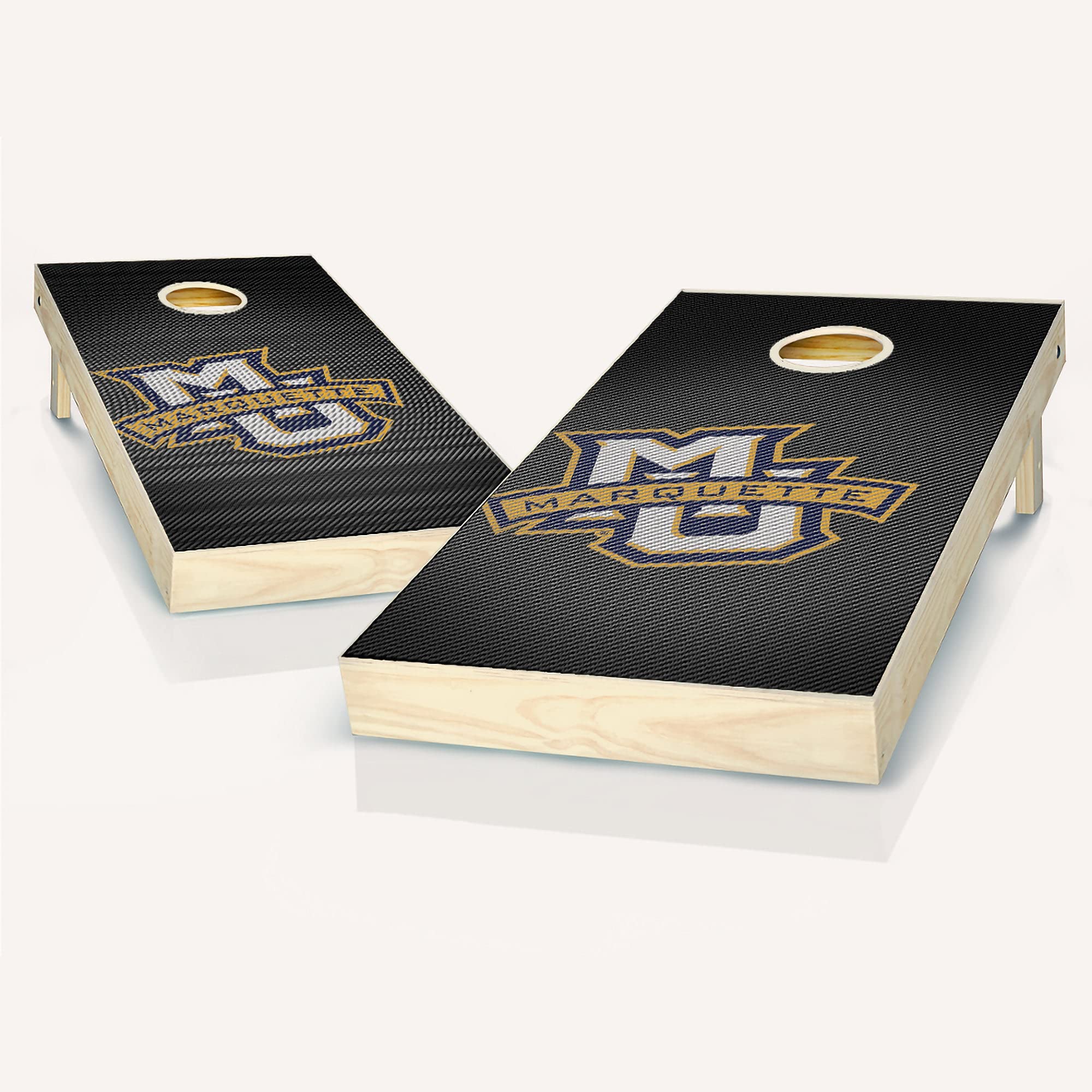 Premium Marquette Slanted Cornhole Boards Set - 2 Boards & 8 Custom Team Logo Bean Bags for Outdoor Games, Tailgating, and Backyard Parties