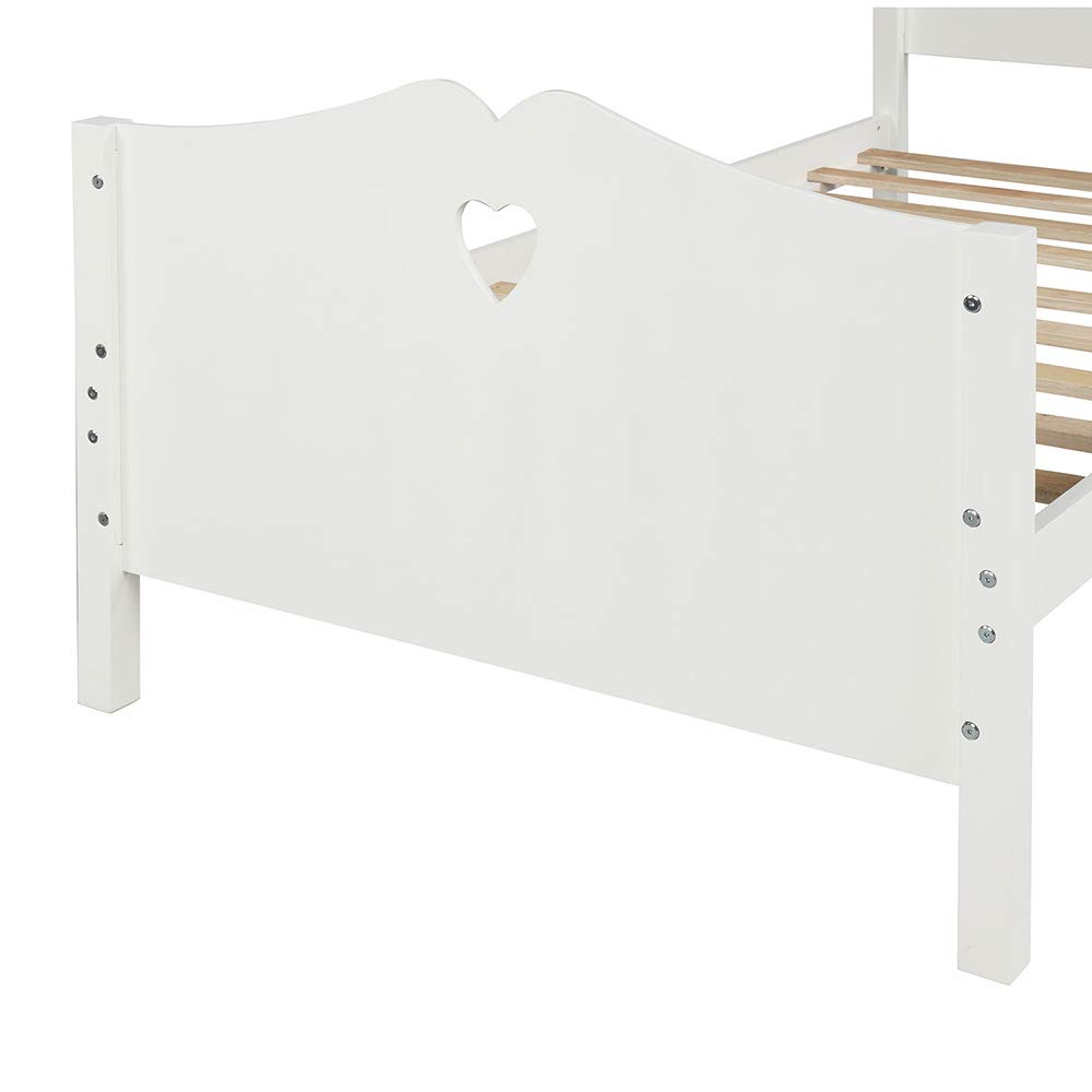 Twin Size Wooden Platform Bed Frame with Headboard & Footboard - Sturdy 10-Slat Support, Perfect for Kids, Girls & Boys Bedroom (White) - Ideal for Small Spaces, Dorm Rooms & Cozy Bedrooms