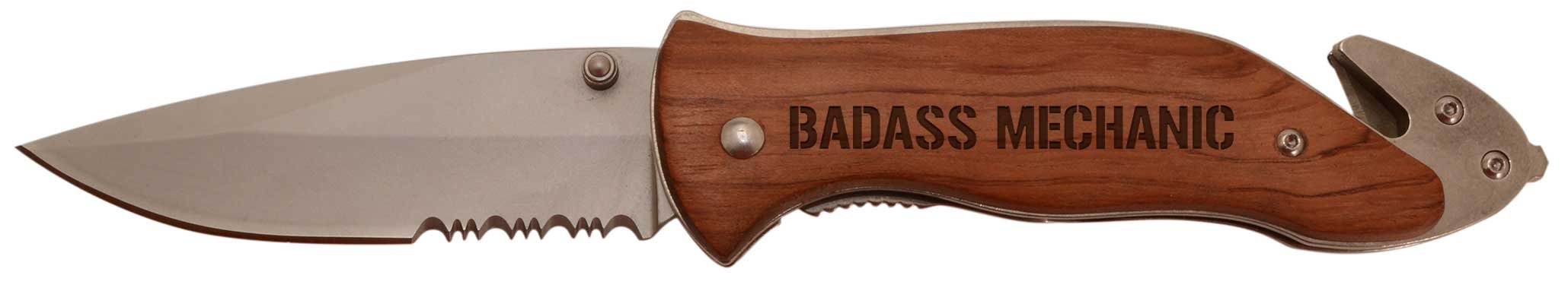Custom Laser Engraved Stainless Steel Folding Survival Knife - Perfect Mechanic Gift for Men, Dad, Husband | Outdoor Camping, Hiking, Emergency Tool