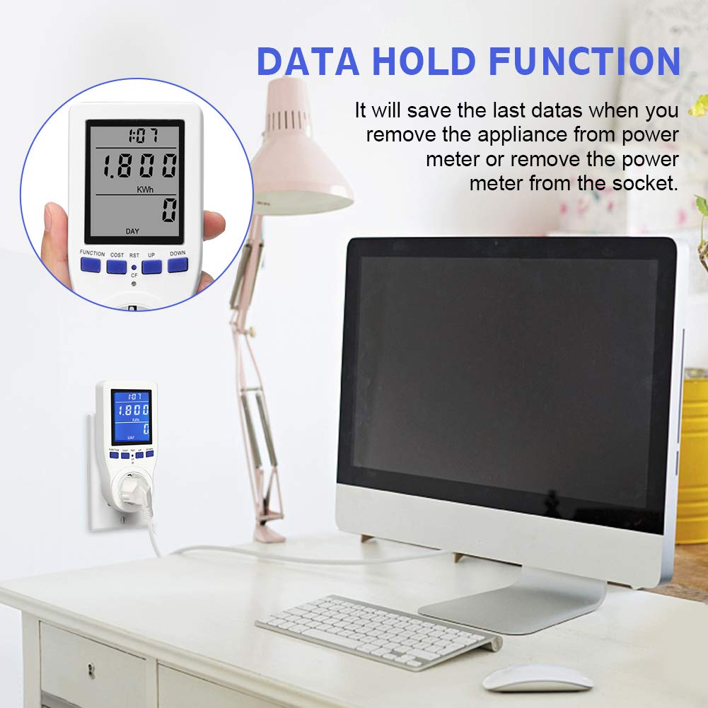 Jadpes Plug-in Energy Monitor - Track kWh, Volts, Watts for Home Appliances