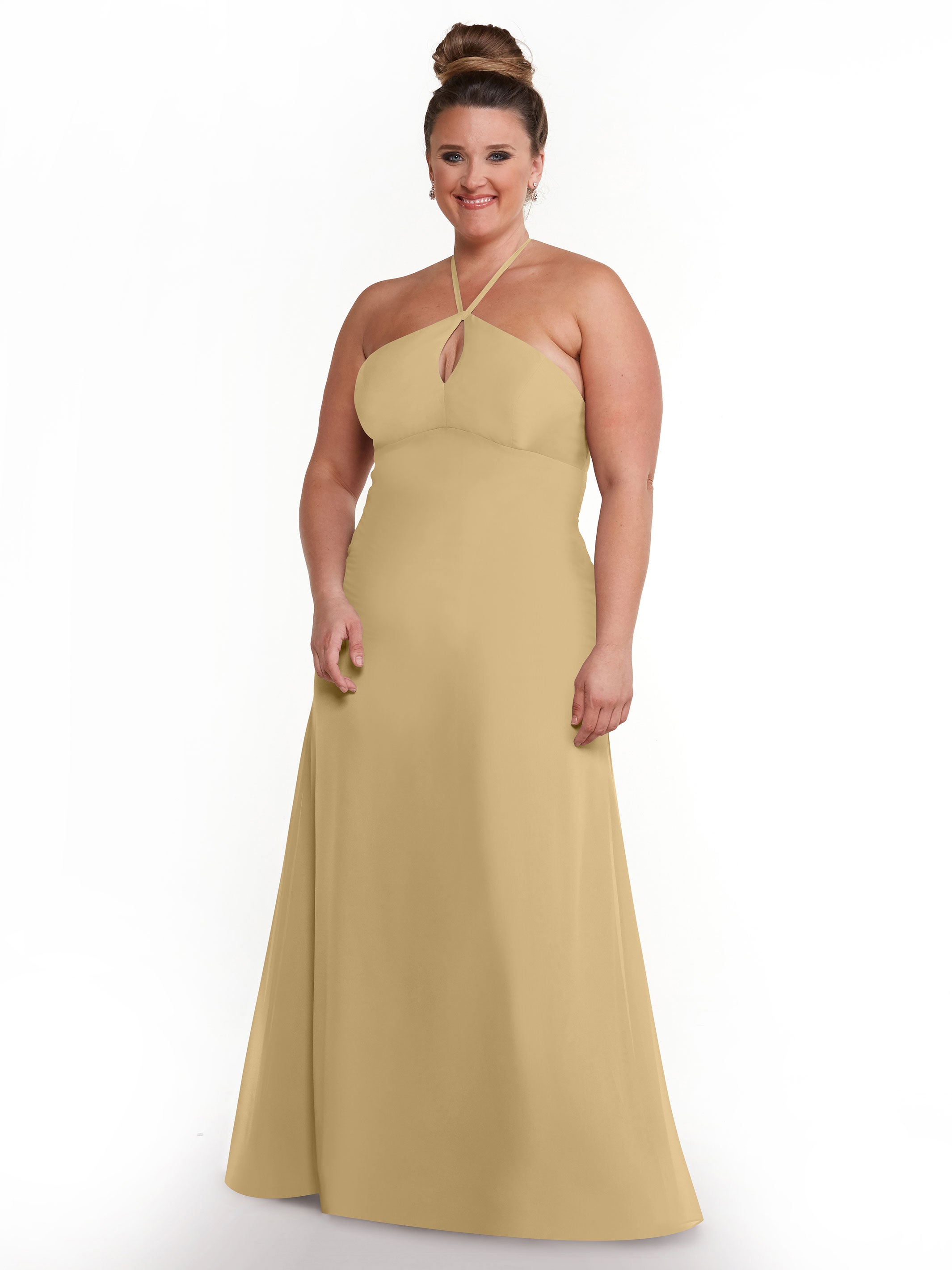Elegant A-Line Chiffon Bridesmaid Dress with Keyhole Halter Neckline - Perfect for Weddings, Formal Events & Special Occasions