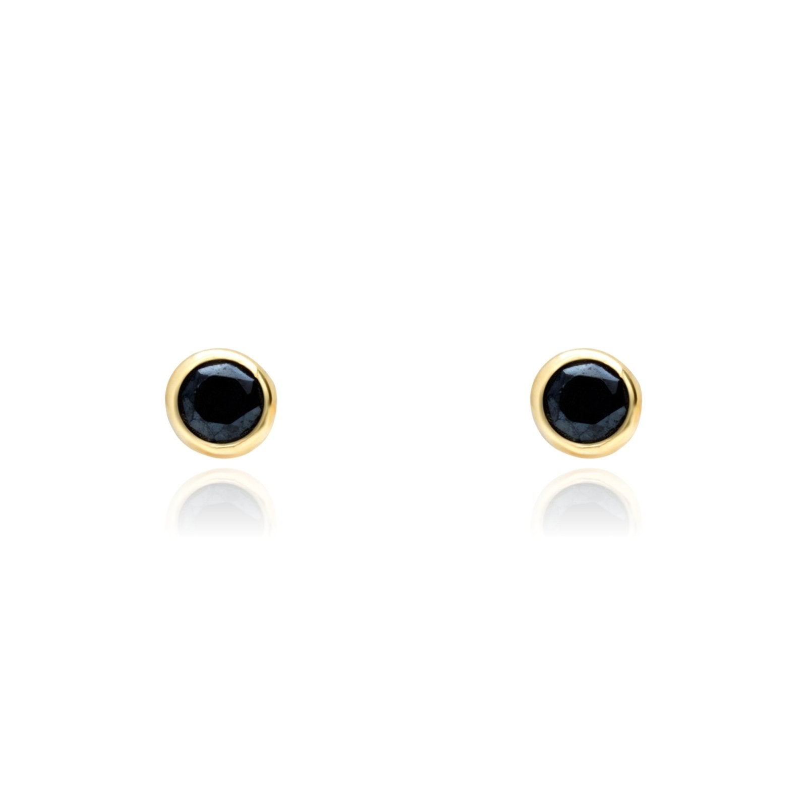 Petite Black Onyx Earrings - 14k Solid Yellow Gold Bezel Set | Elegant Dainty Jewelry for Women, Perfect for Everyday Wear, Parties & Gifts