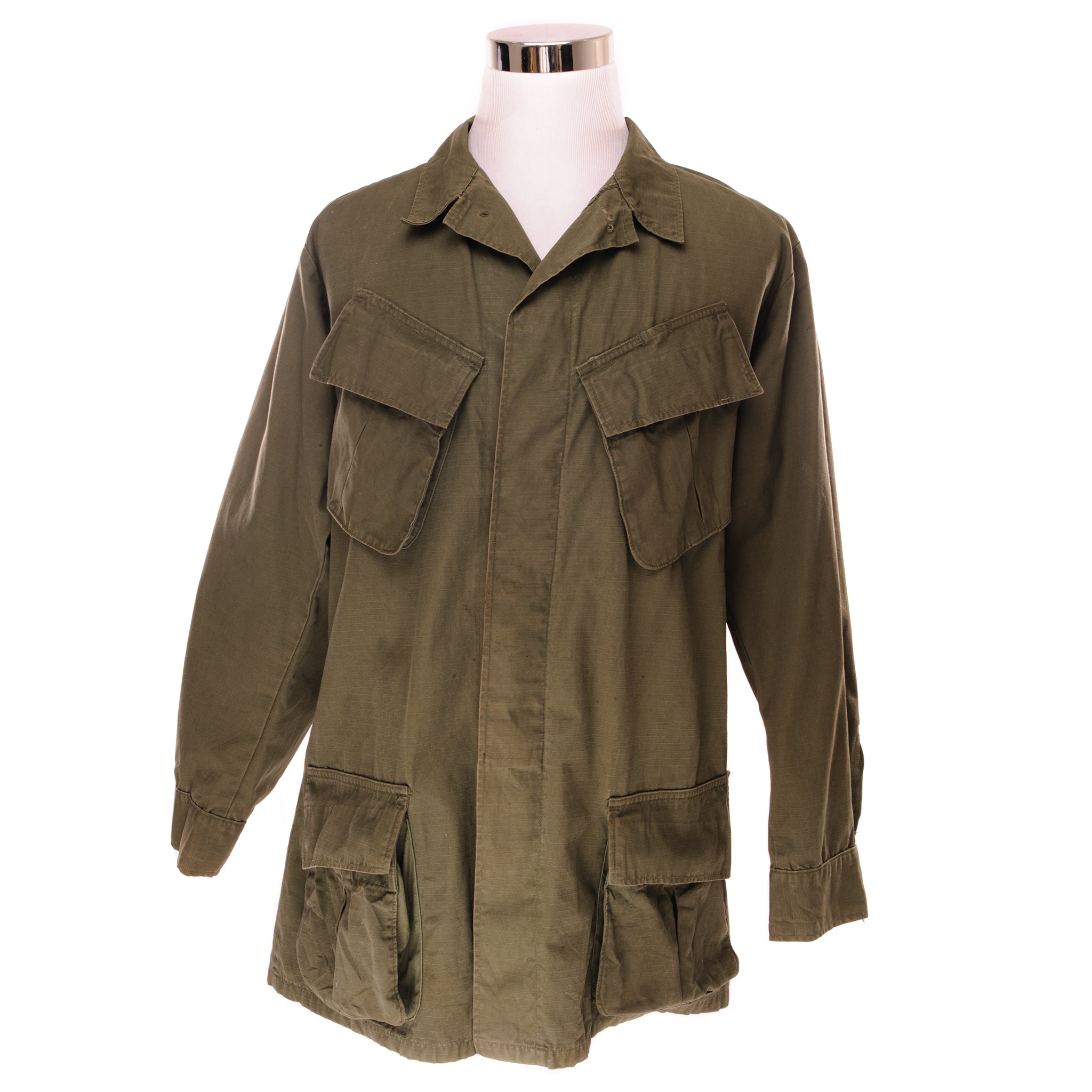 Vintage US Army Tropical Combat Jacket 4th Pattern 1968 Vietnam War - Size Large Long - Military Surplus Outerwear for Reenactment, Collecting & Outdoor Adventures