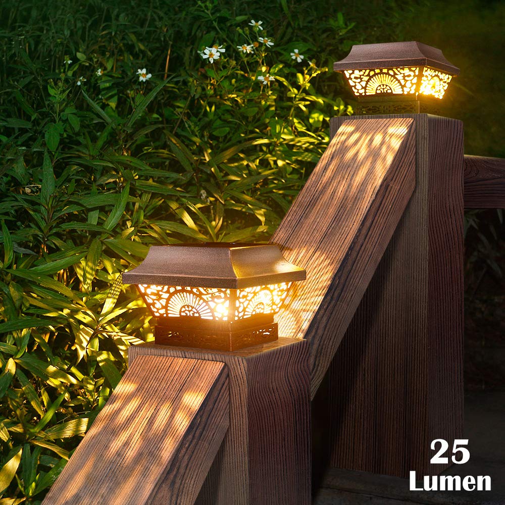 16 Pack Solar Deck Lights + 2 Pack Solar Post Lights - Outdoor Waterproof LED Pathway Lighting for Garden, Patio, Yard, and Stairs (Warm White)