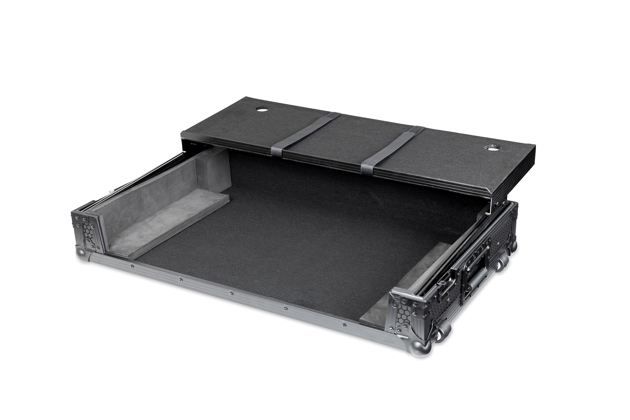 Rane Four & Rane Performer DJ Flight Case - Pitch Black Headliner with Laptop Platform & Wheels | Perfect for DJ Gigs, Club Performances & Music Events