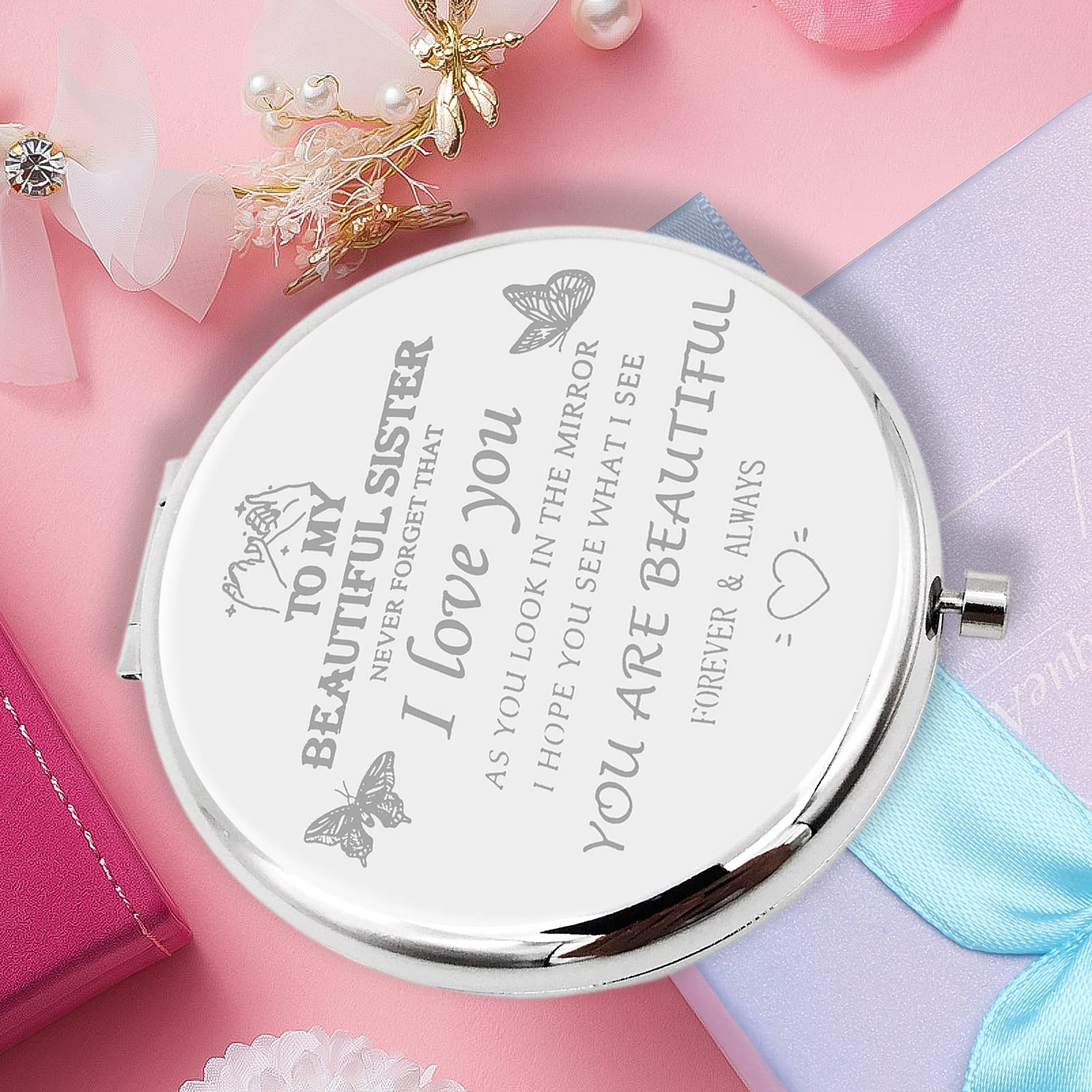 **Personalized Inspirational Quote Mirror - Best Sister & Friend Gift for Birthday, Valentine's Day, Graduation, Thanksgiving or Christmas - Elegant Silver Engraved Mirror for Home Decor & Daily Motivation**