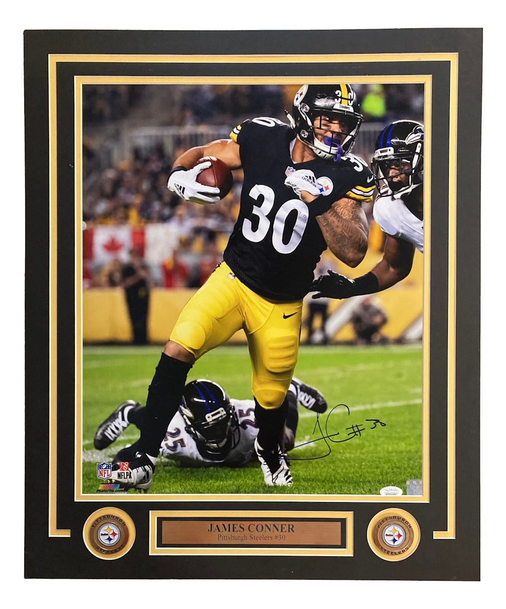 James Conner Autographed 16x20 Matted Pittsburgh Steelers Photo with JSA Hologram COA - Perfect for Sports Memorabilia Collectors and Steelers Fans Display