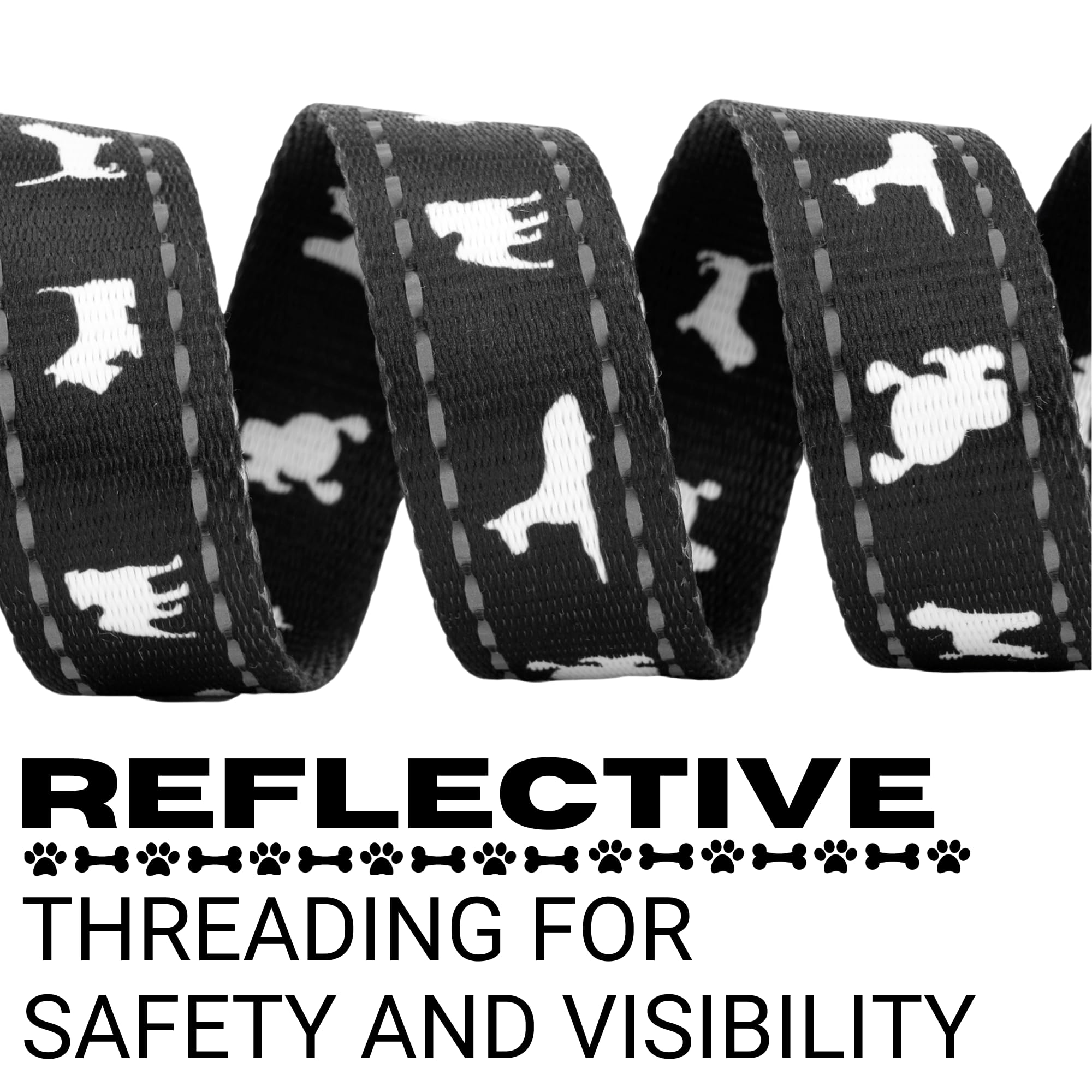 EcoBark Reflective Dog Leash - Soft Padded Handle Training Leash for Small Medium Large Dogs | Heavy Duty Durable for Walking Running & Outdoor Adventures (Black)