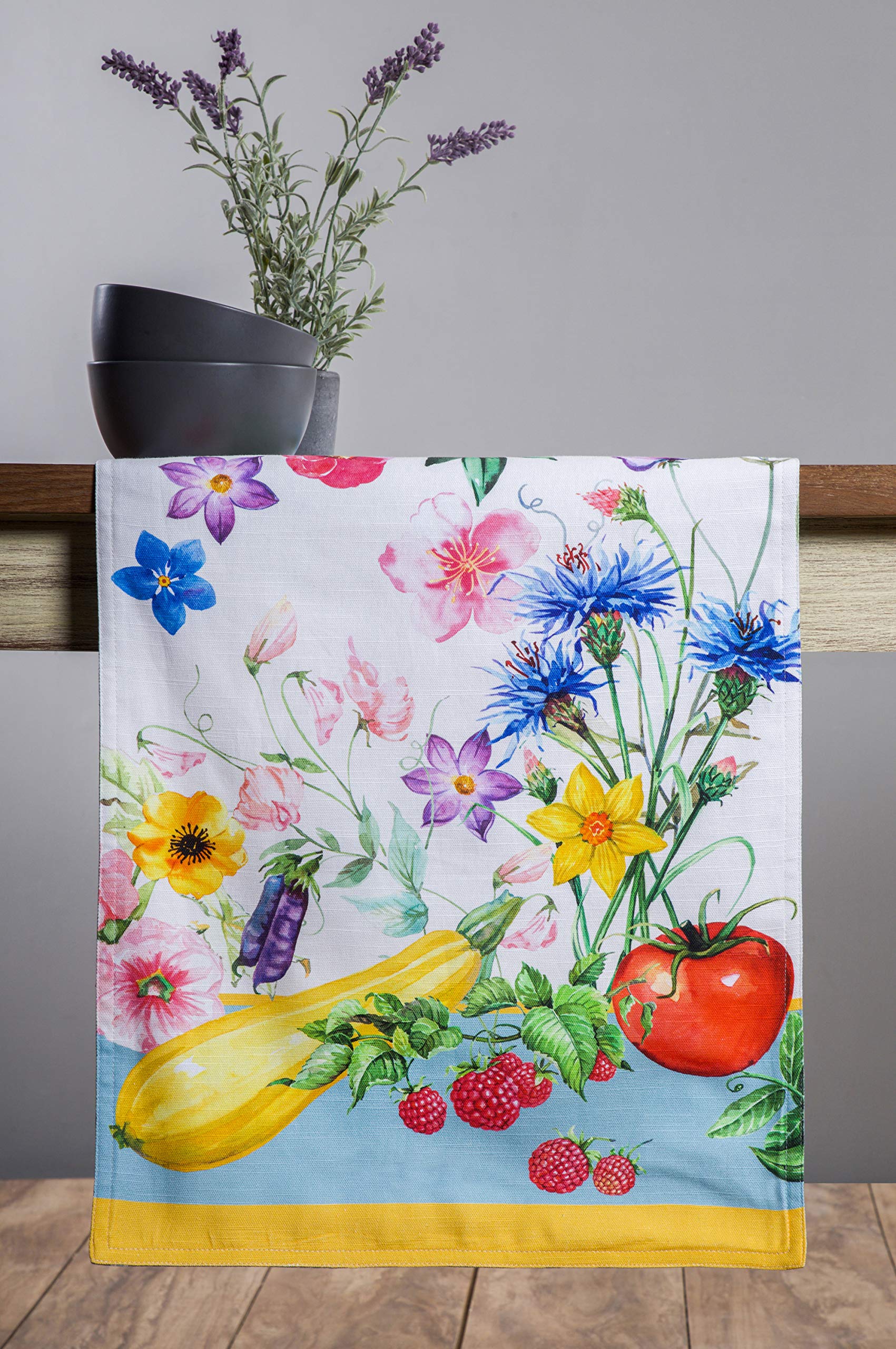 Maison d'Hermine 100% Cotton Double Layer Easter Table Runner - 108 Inch Long Giverny Floral Design (14.5