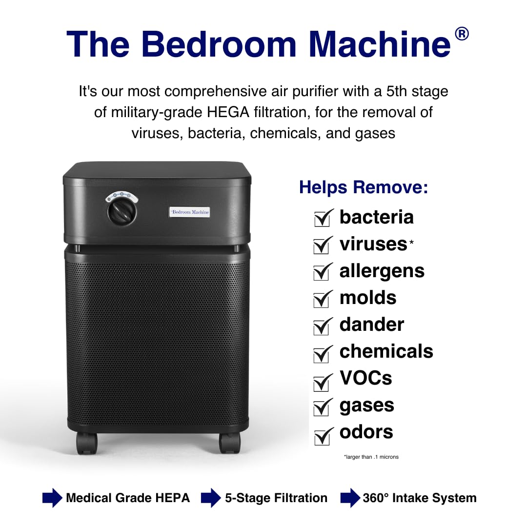 Austin Air Bedroom Machine HEPA Air Purifier for Allergies & Asthma - Black | Quiet Air Cleaner for Better Sleep & Allergy Relief | Ideal for Bedrooms, Nurseries & Home Offices