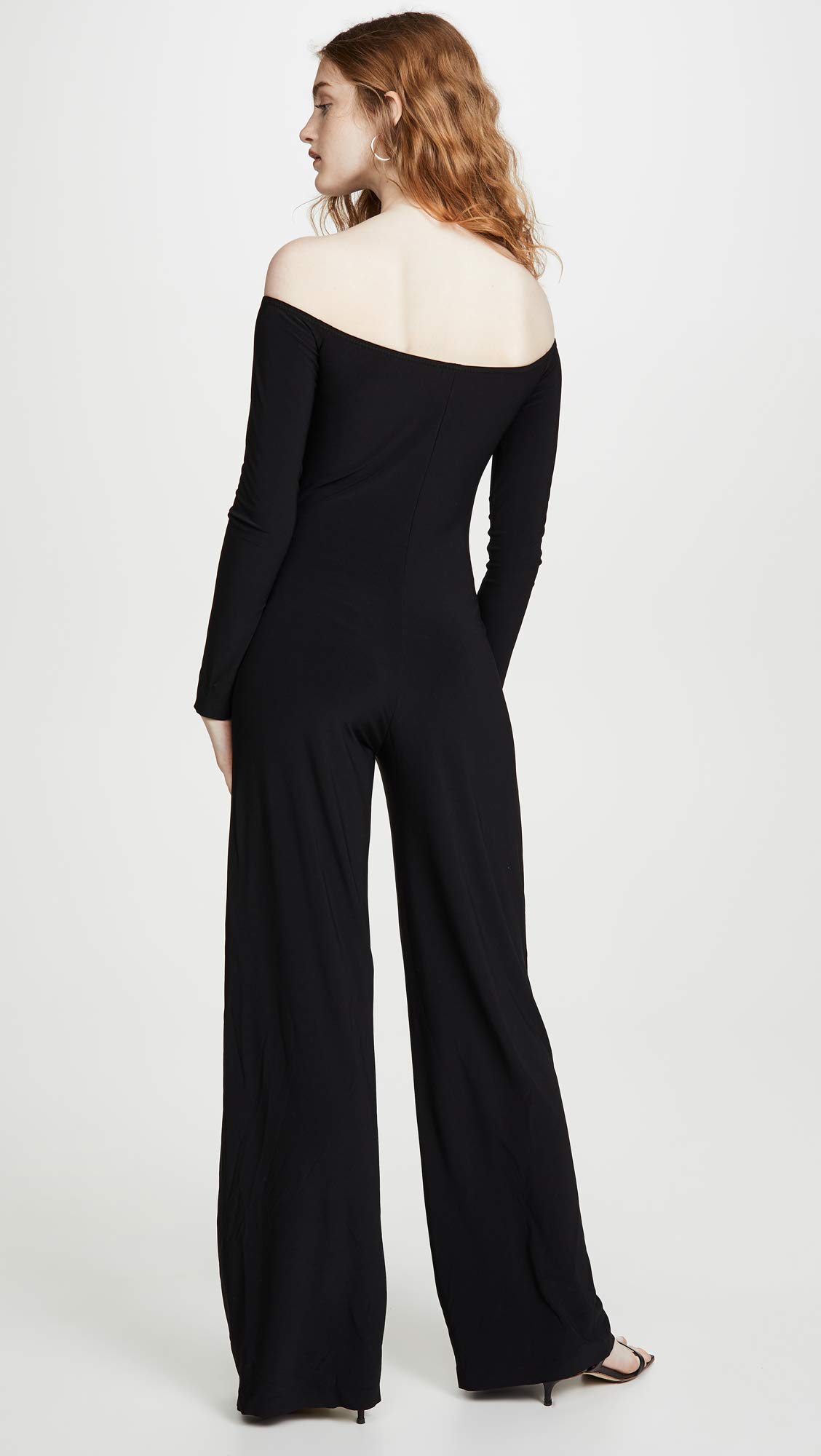 Norma Kamali Women's Long Sleeve Off-Shoulder Jumpsuit - Elegant One-Piece Romper for Casual & Evening Wear | Perfect for Date Night, Parties & Special Occasions
