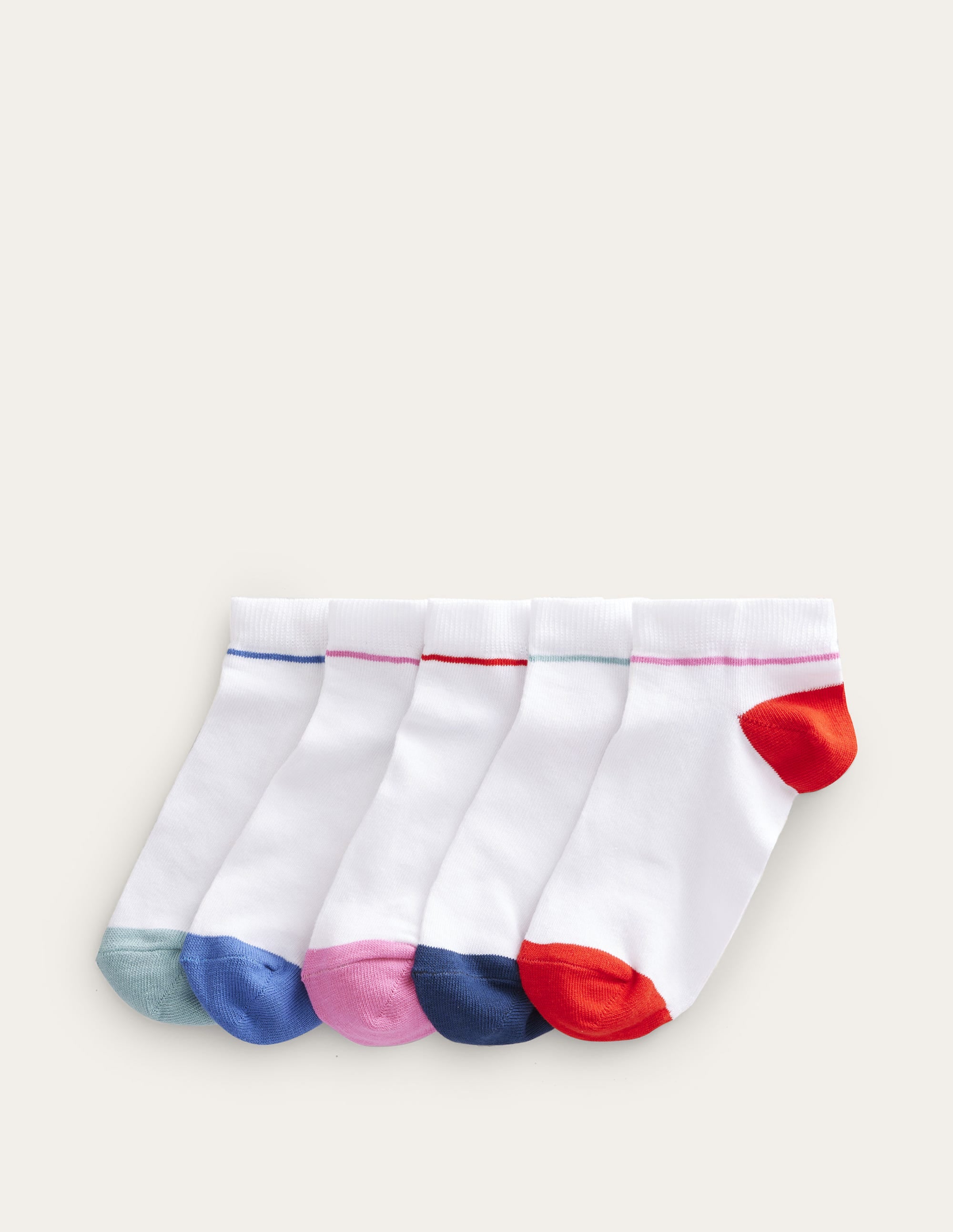 5 Pack Trainer Socks for Men & Women - Breathable White Colorblock Athletic Socks for Running, Gym, Workout & Casual Wear