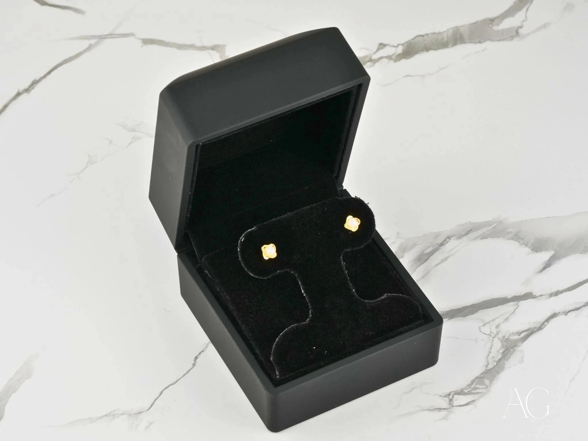18K Gold Pearl Earrings for Women - Elegant Petite Blossom Design - Perfect for Weddings, Parties & Special Occasions