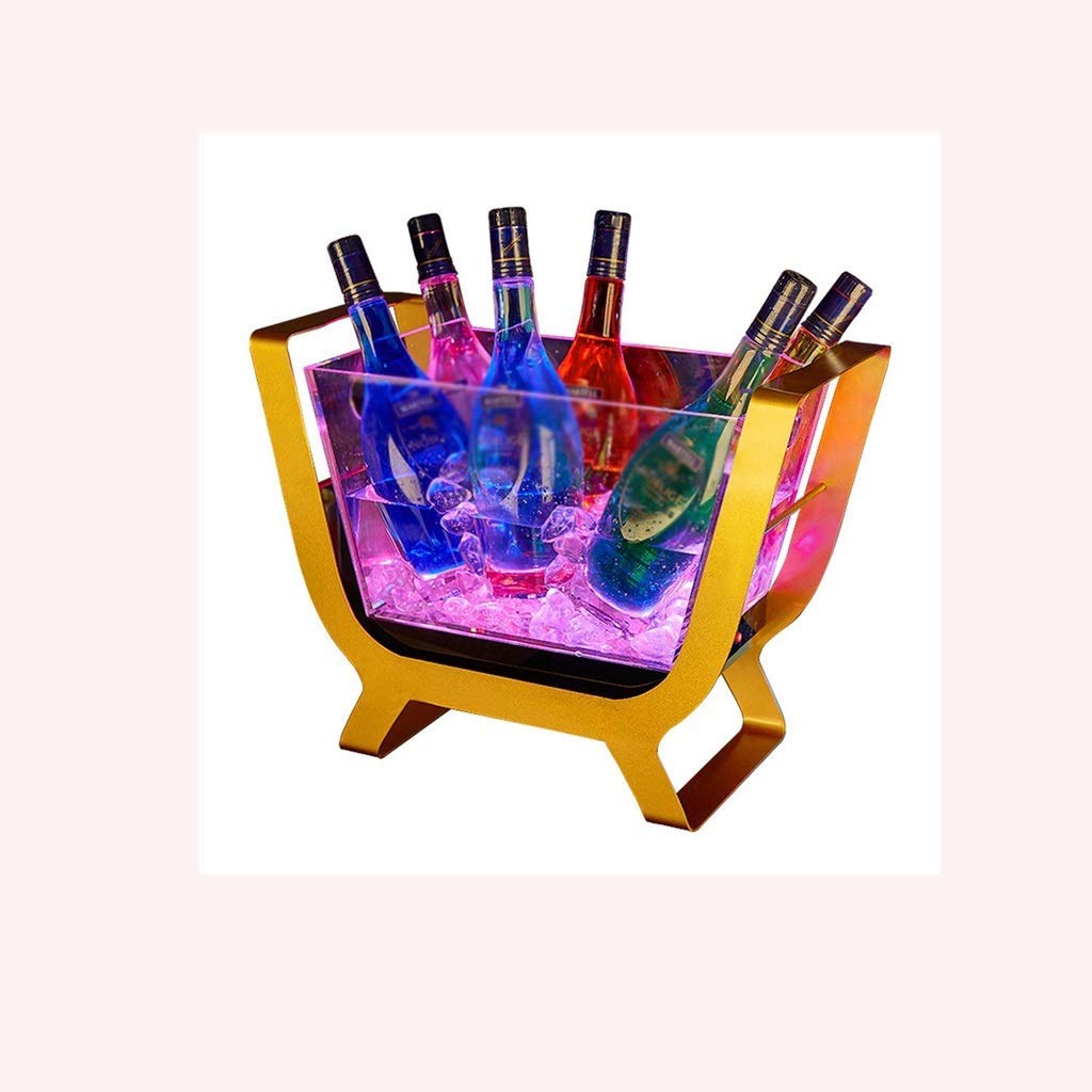 Luminous Glass Ice Bucket - Rechargeable Transparent Waterproof Wine Chiller with Metal Shelf | Perfect for Cocktail Parties, Weddings & Home Bars