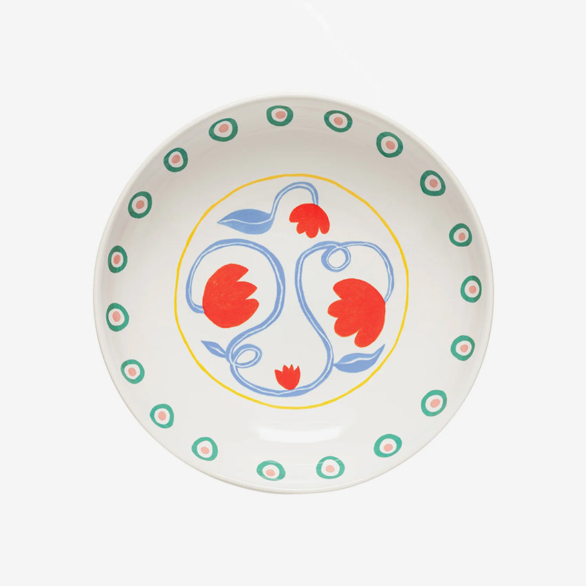 Costa Nova Summer Bliss Soup and Pasta Bowl - Tulip Design Ceramic Dish for Soups, Salads, Pasta - Perfect for Dining, Entertaining & Kitchen Decor