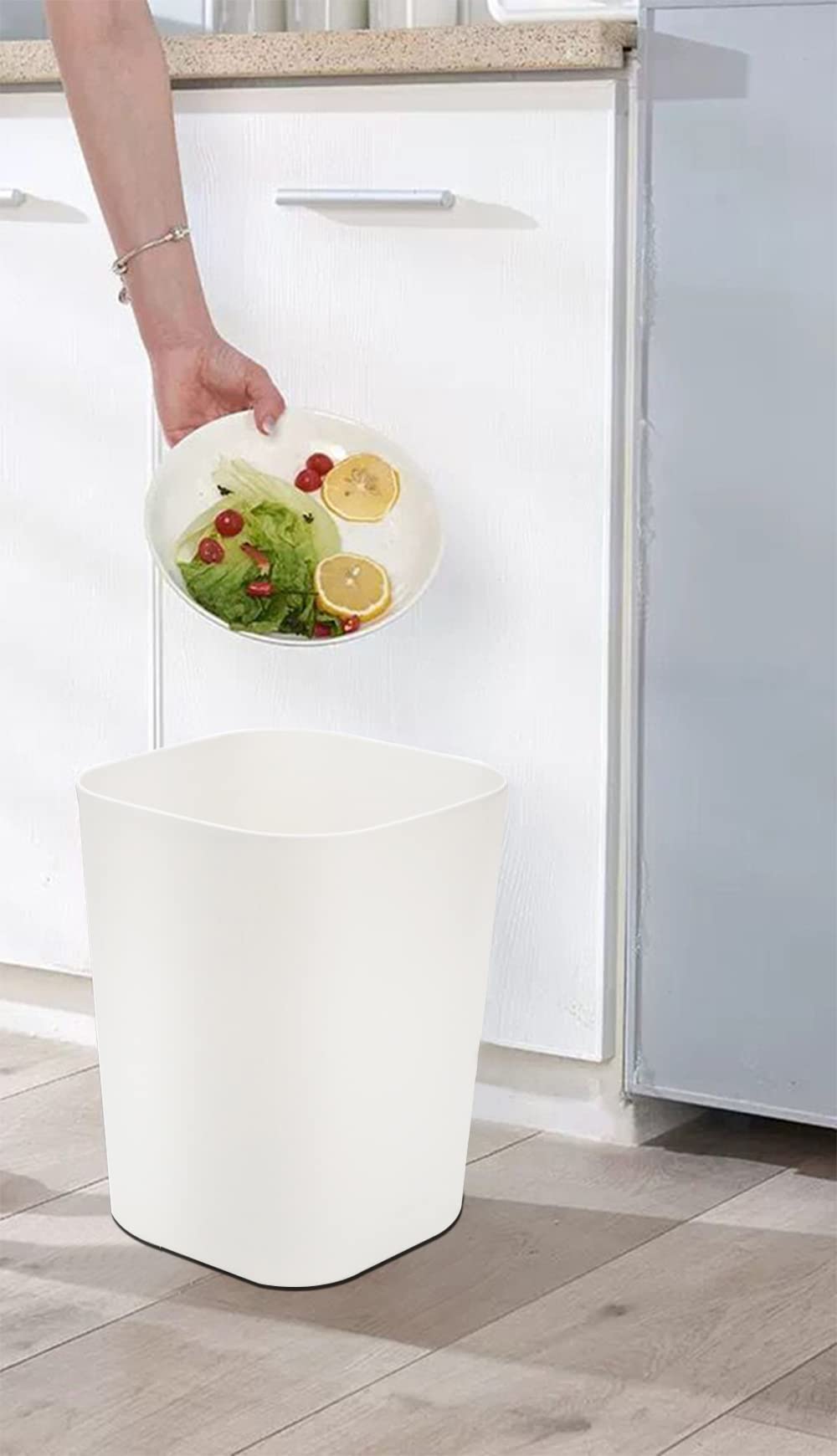 Besli 2 Gallon Small Trash Can - Mini Wastebasket for Bathroom, Bedroom, Kitchen & Office - Compact Garbage Bin with Lid (White, 2 Pack) - Perfect for Small Spaces & Home Organization
