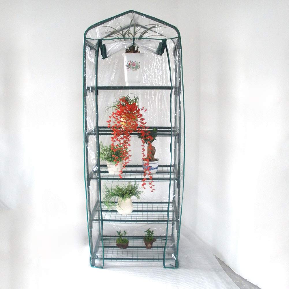 Firlar 5-Tier Greenhouse Replacement Cover - Transparent Waterproof PVC Plant Tent with Zipper | Portable Cold & Frost Protection Cover for Outdoor Gardening, Wind & Rain Proof | Ideal for Backyard, Patio & Garden Plant Shelter