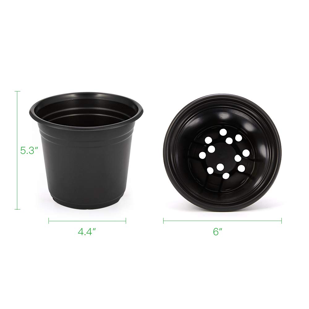 JERIA 50-Pack 0.5 Gallon Plastic Plant Nursery Pots - Seed Starting Pots, Flower Plant Containers for Indoor/Outdoor Gardening, Transplanting, and Home Garden Use