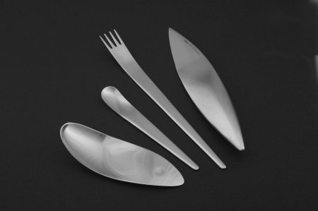 Premium Mono Zeug 4-Piece Flatware Set - Modern Stainless Steel Cutlery by Michael Schneider - Perfect for Dining, Gifts & Home Decor