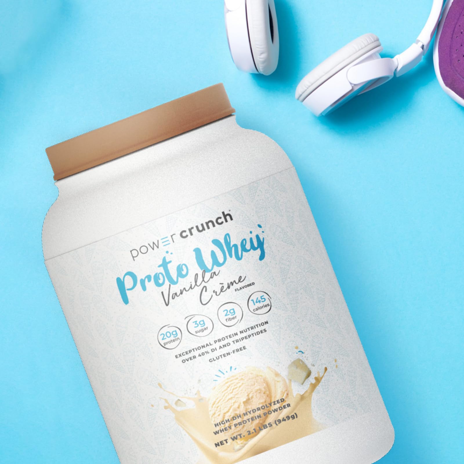 Power Crunch Proto Whey Vanilla Crème Protein Powder - 20g Protein per Serving, 26 Servings (2.1 lbs/949g) | Post-Workout Recovery & Muscle Building Supplement for Athletes & Fitness Enthusiasts