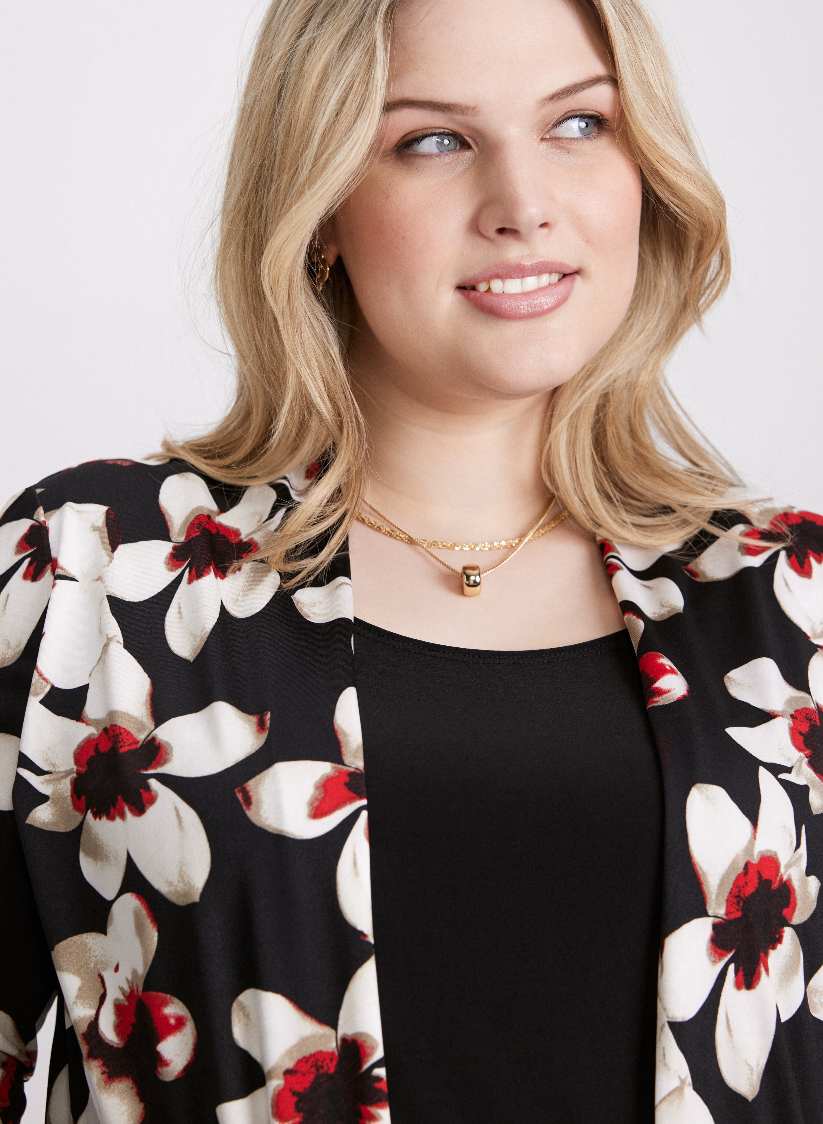 Floral Print Layered Illusion Tops for Women - Elegant Blouse for Date Night, Party & Special Occasions