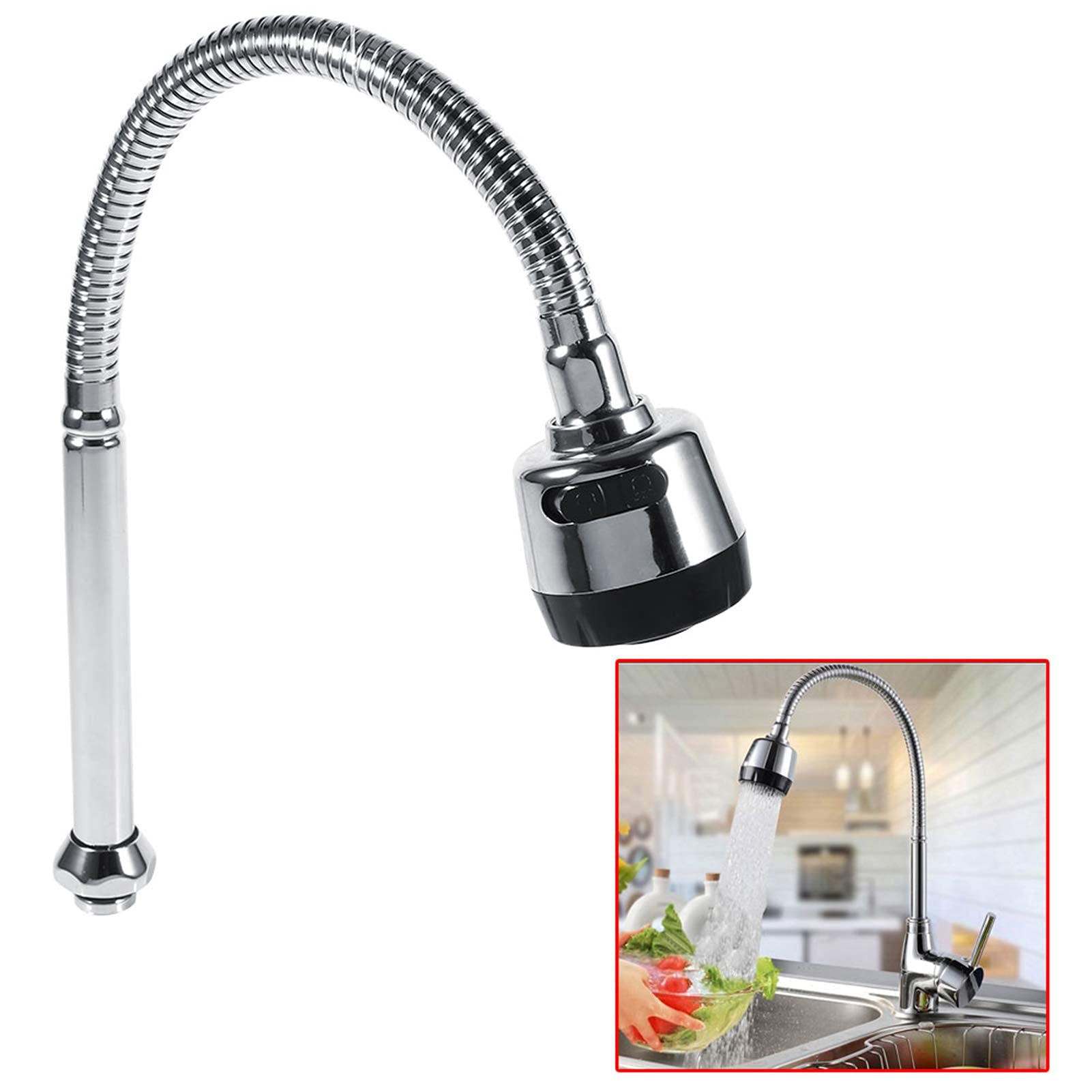 Universal Faucet Spout Replacement with Hose Threads, Kitchen Sink Sprayer Swivel Spout, Durable Tap Pipe Fittings for Single & Double Bowl Sinks - Perfect for Home & Commercial Kitchens