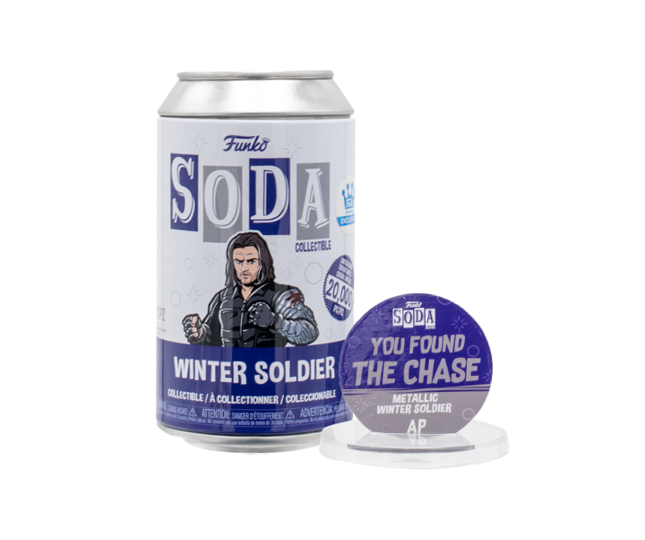 Funko Soda Artist Proof Winter Soldier with Gun - Metallic Chase Variant - Funko Shop Exclusive Collectible for Marvel Fans & Display Cases