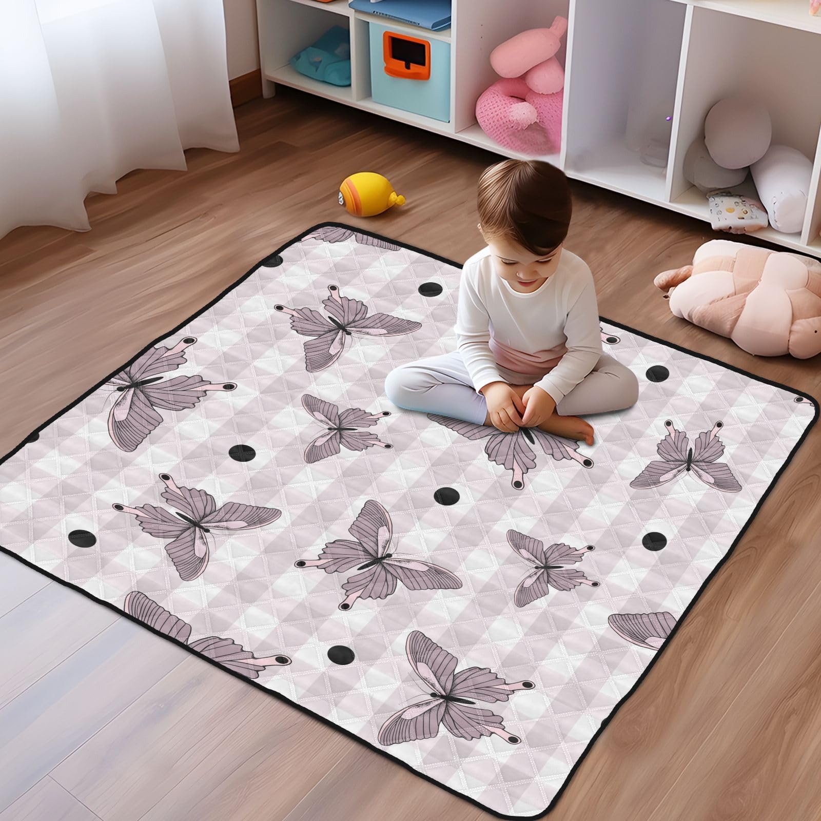 Butterfly Checkered Large Baby Gym & Activity Mat - 50