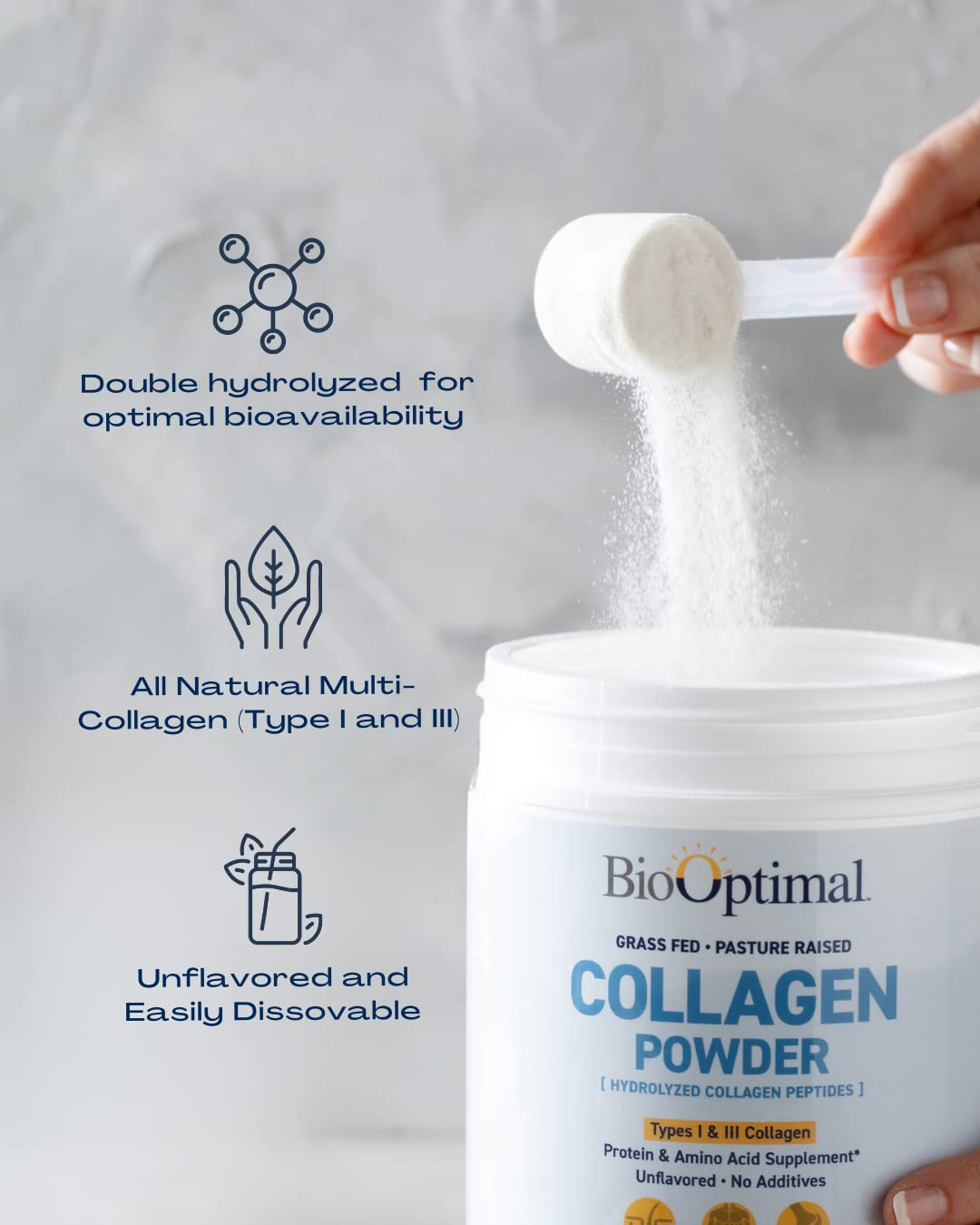 Grass-Fed Collagen Peptides Powder - Hydrolyzed Protein Supplement for Skin, Hair & Nail Health - Non-GMO, Sugar-Free Daily Collagen Boost for Men & Women (45 Servings) - Perfect for Smoothies, Coffee & Post-Workout Recovery
