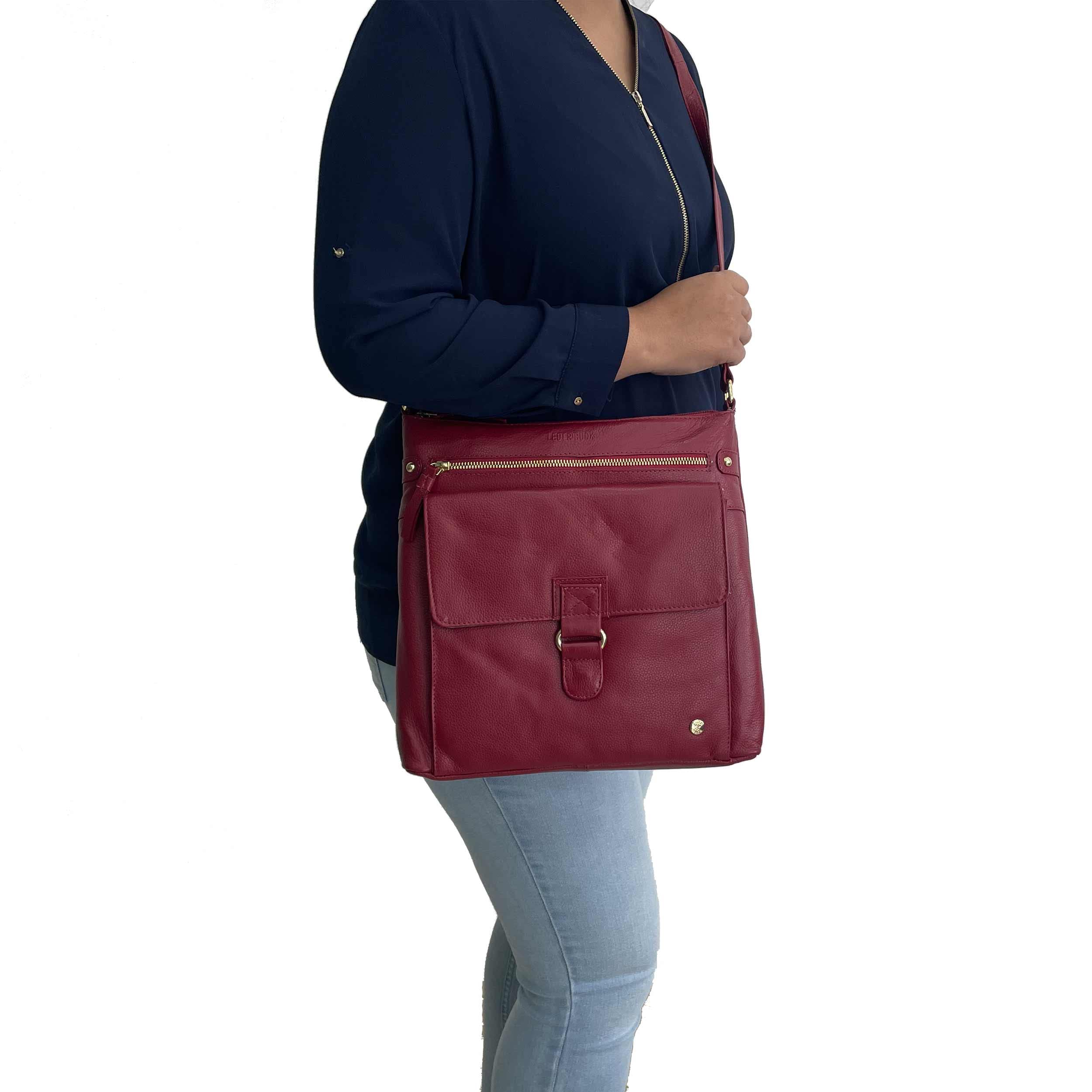 Shirley Large Soft Genuine Leather Women's Crossbody Handbag with Triple Zip - Stylish Sling Shoulder Purse for Work, Travel & Everyday Use